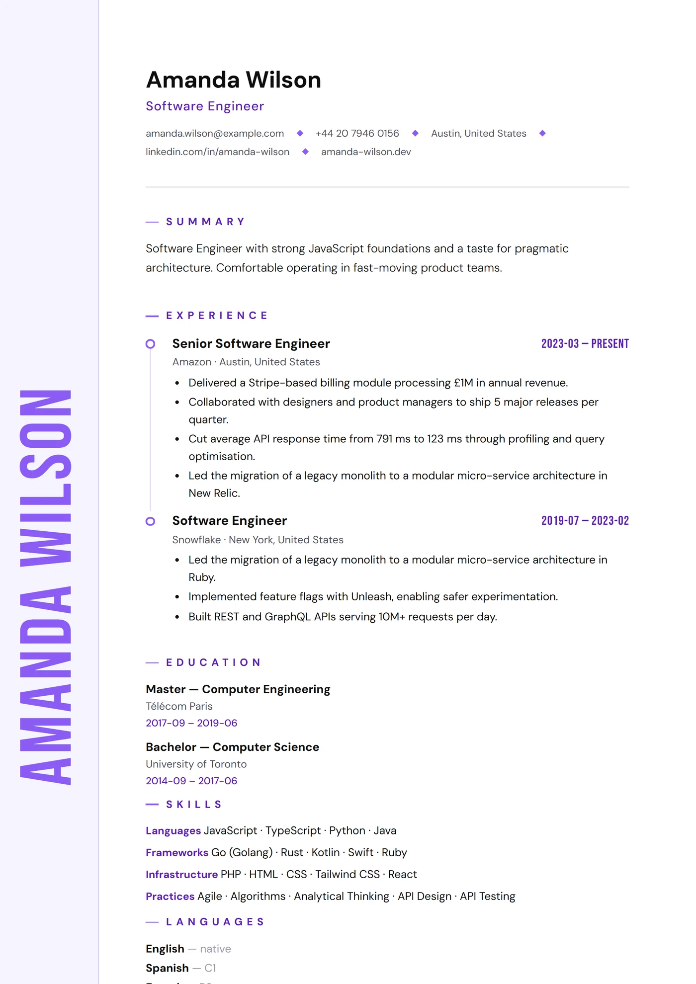 ATS Nom Vertical — Modèles de CV