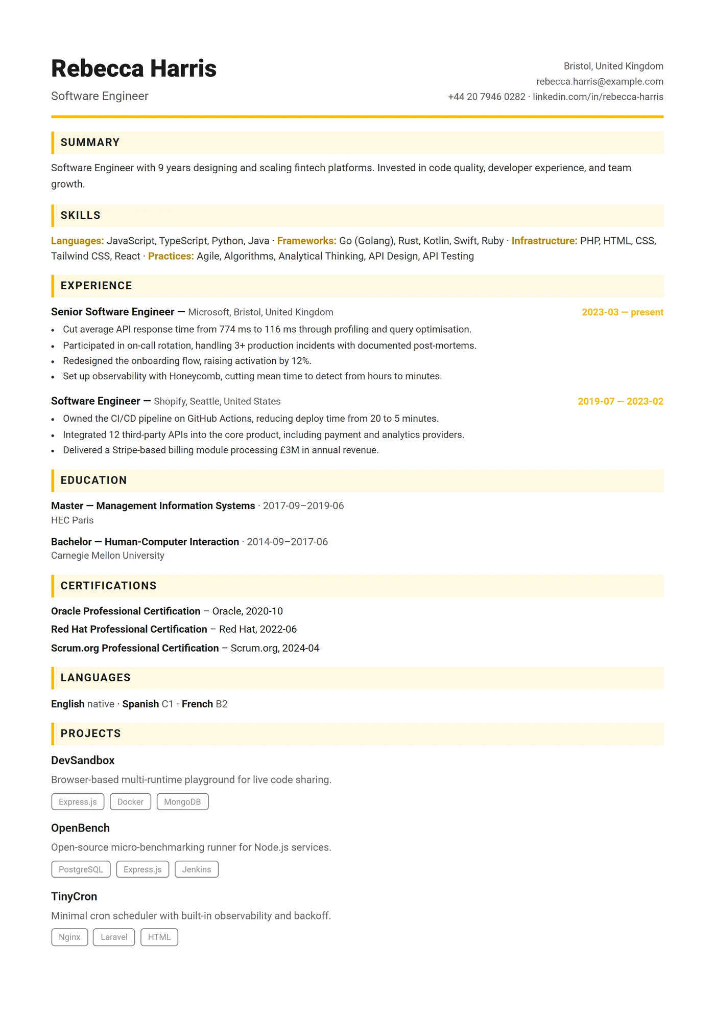 Australie Compact — Modèles de CV