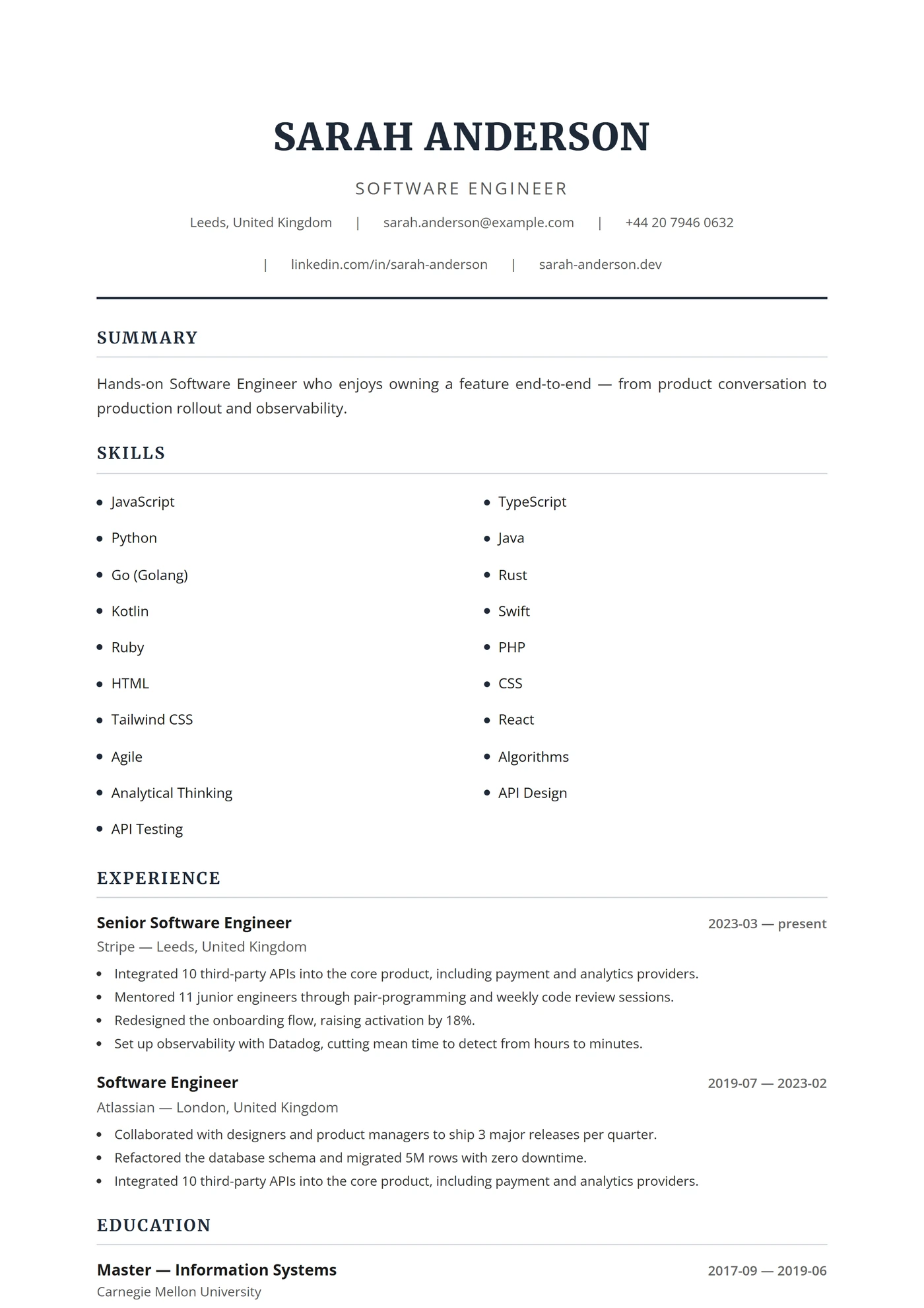 Australie Direction — Modèles de CV