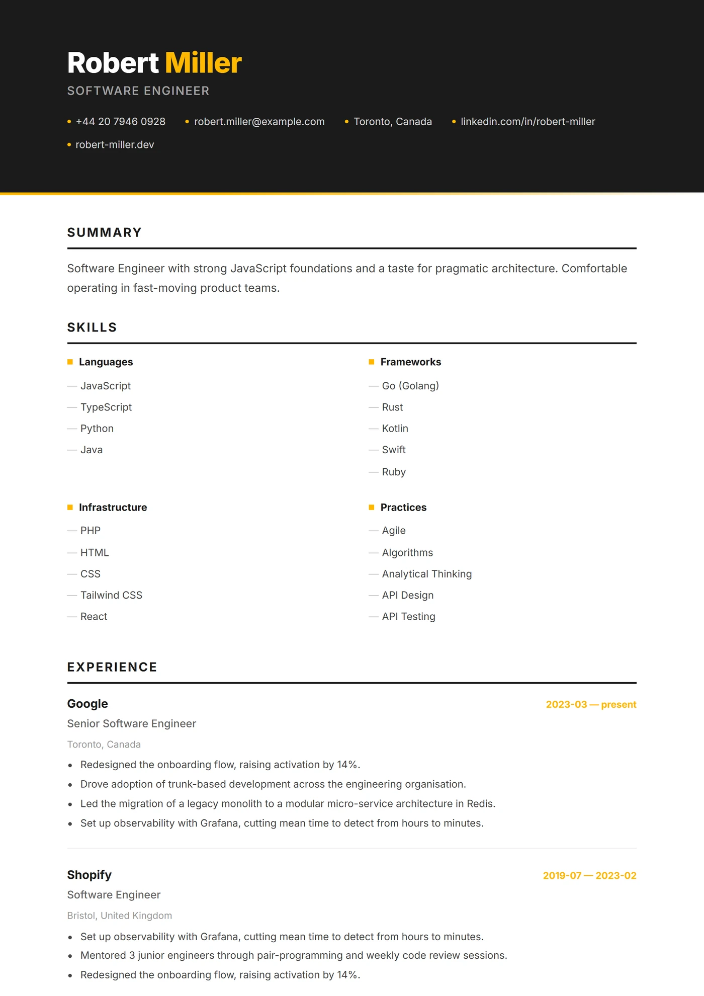 Australie — Modèles de CV