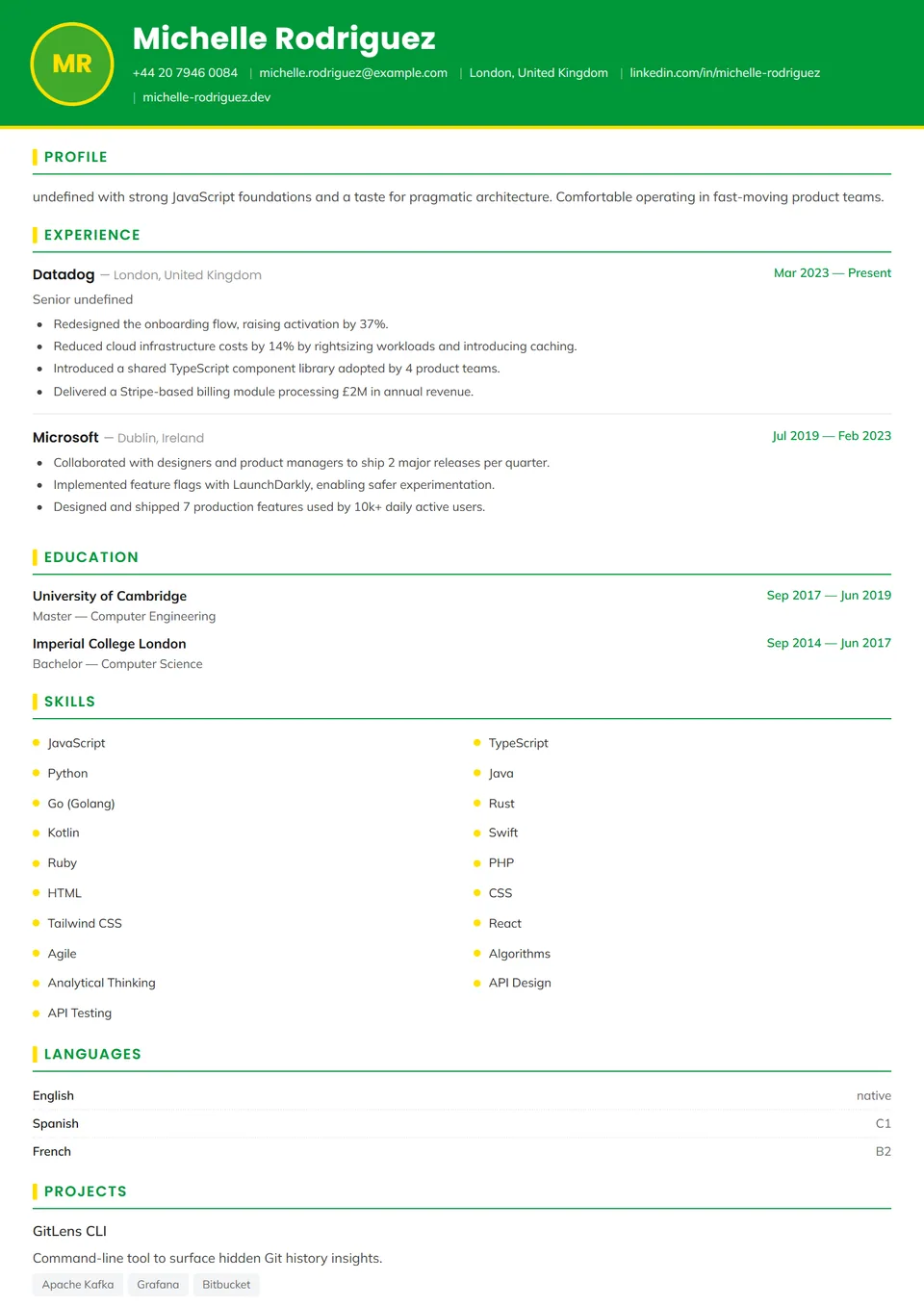 Brasil — Plantillas de CV