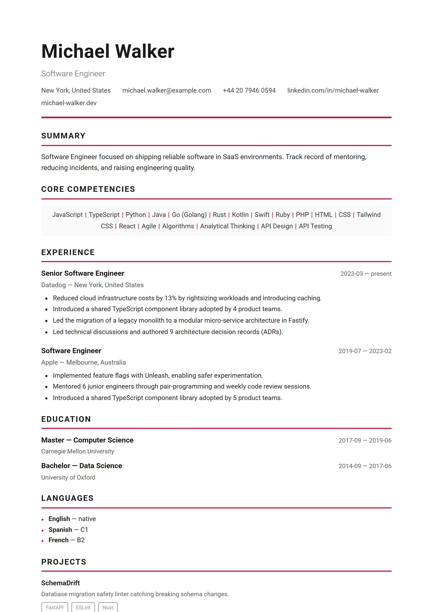 Canada Anglais — Modèles de CV