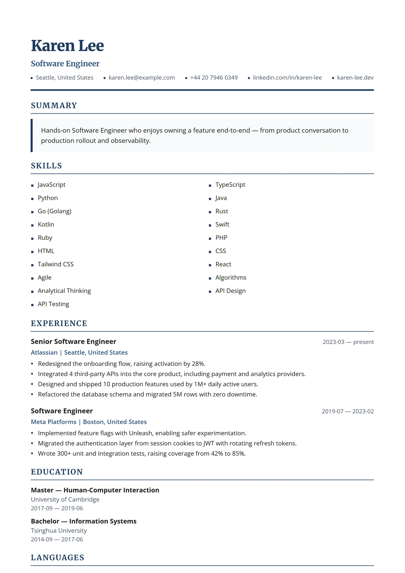 Canada Français Direction — Modèles de CV