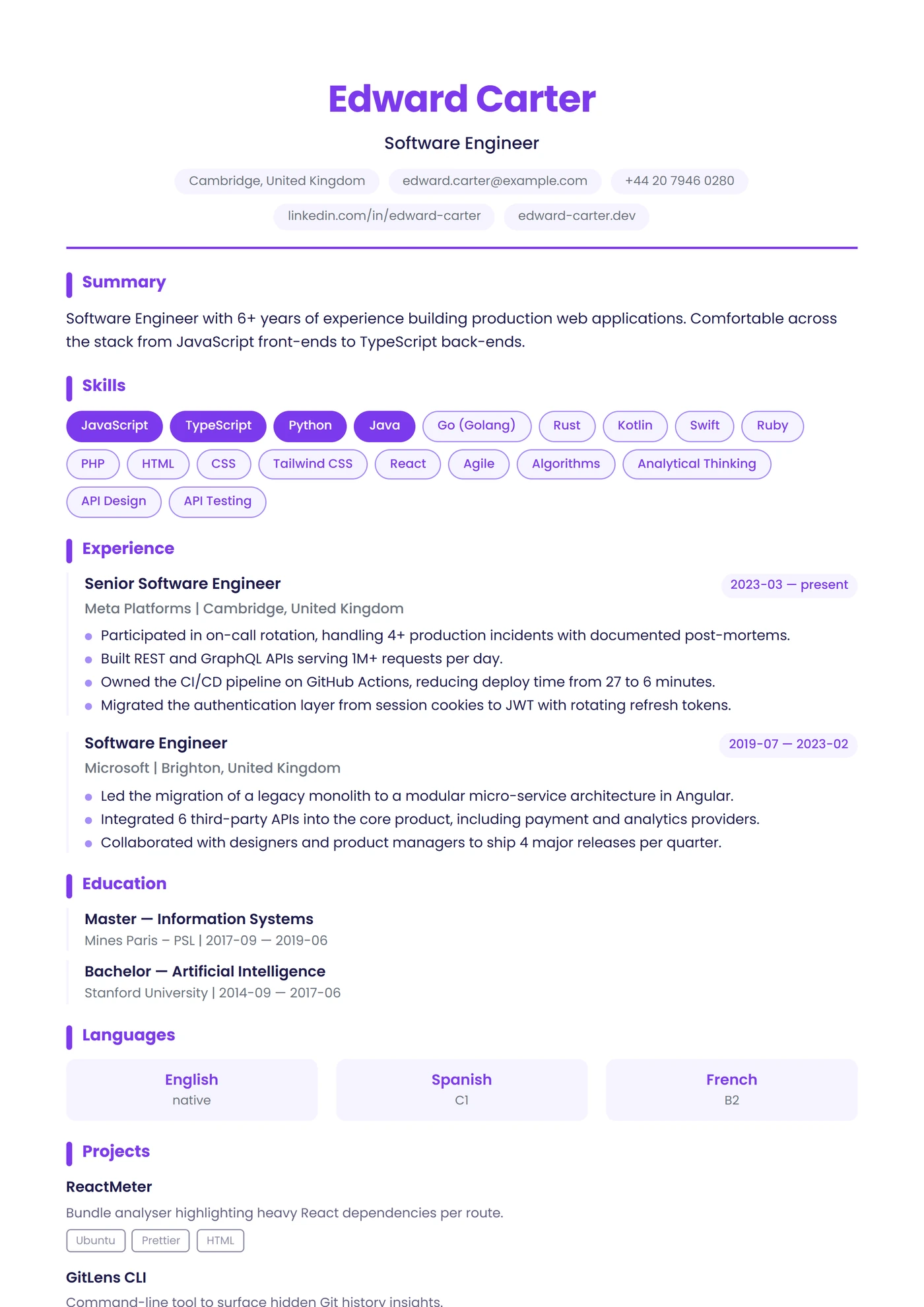 Canada Français Moderne — Modèles de CV