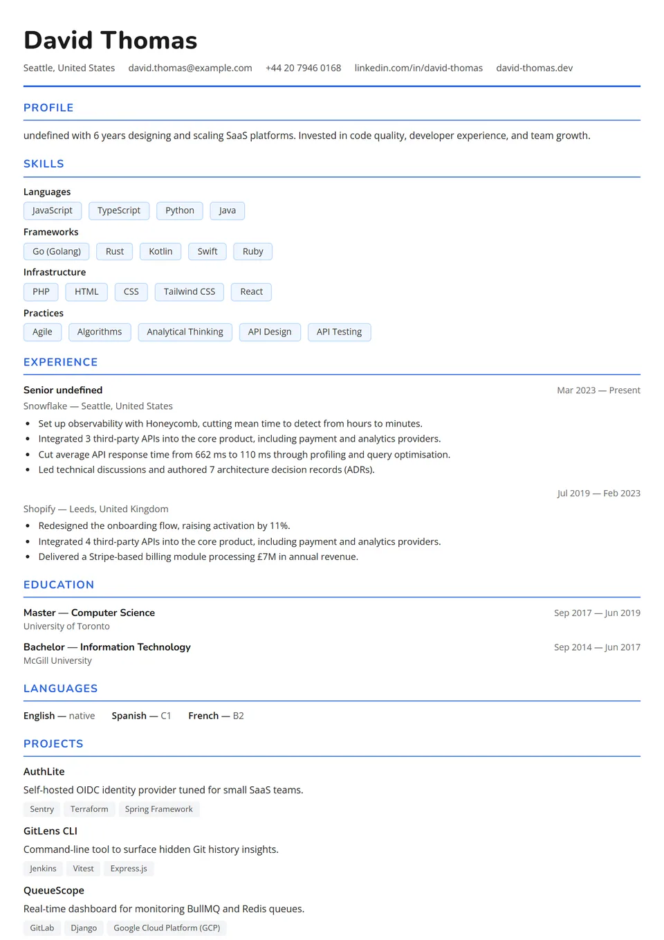 Canadá (Francés) — Plantillas de CV