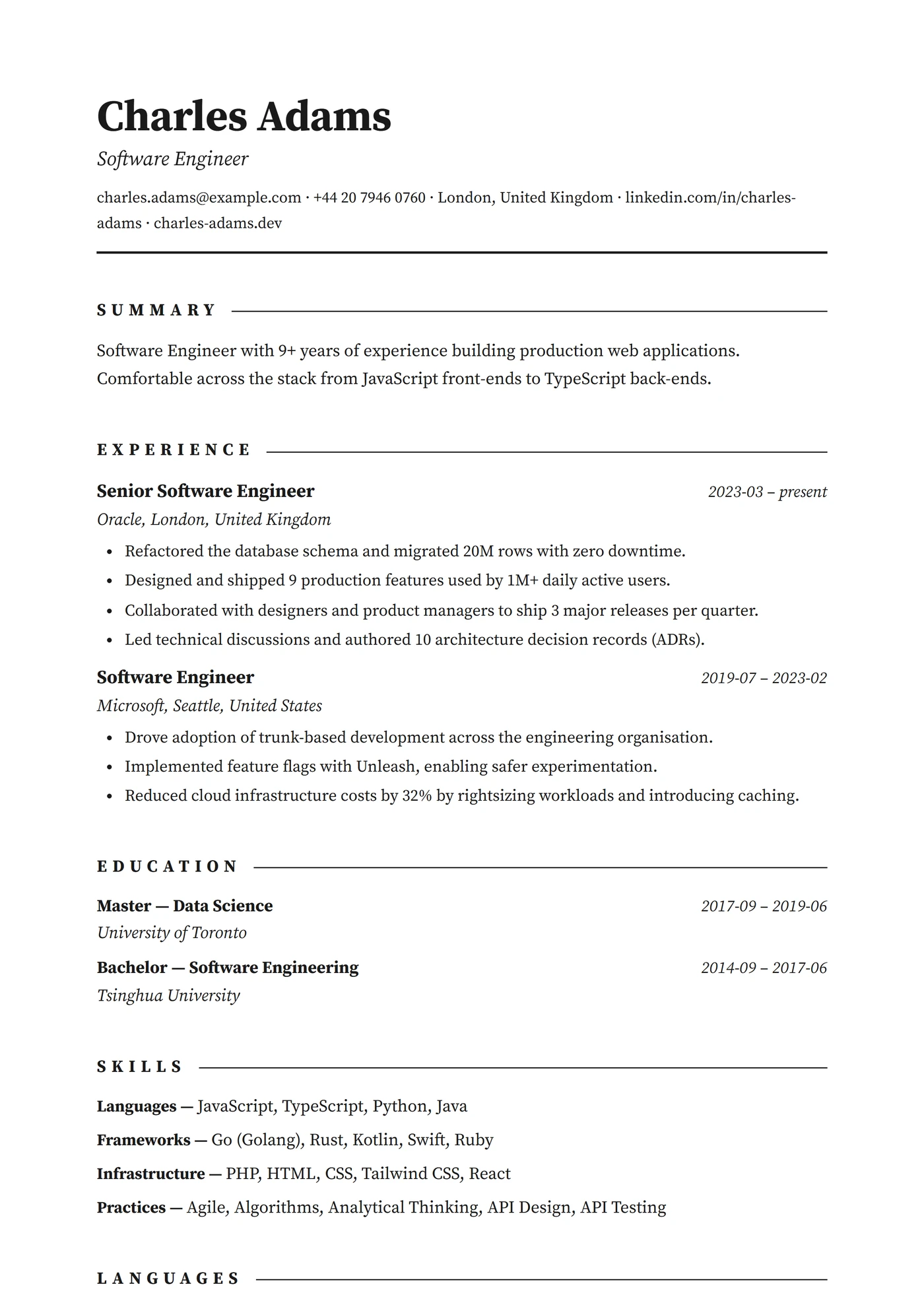 Classique Formel — Modèles de CV