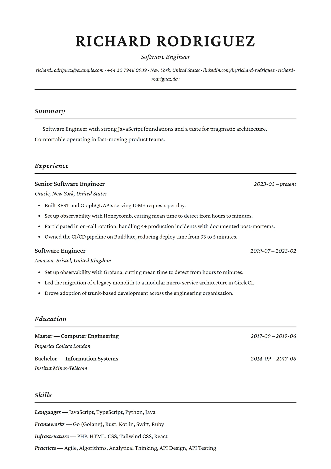 Classique En-tête — Modèles de CV