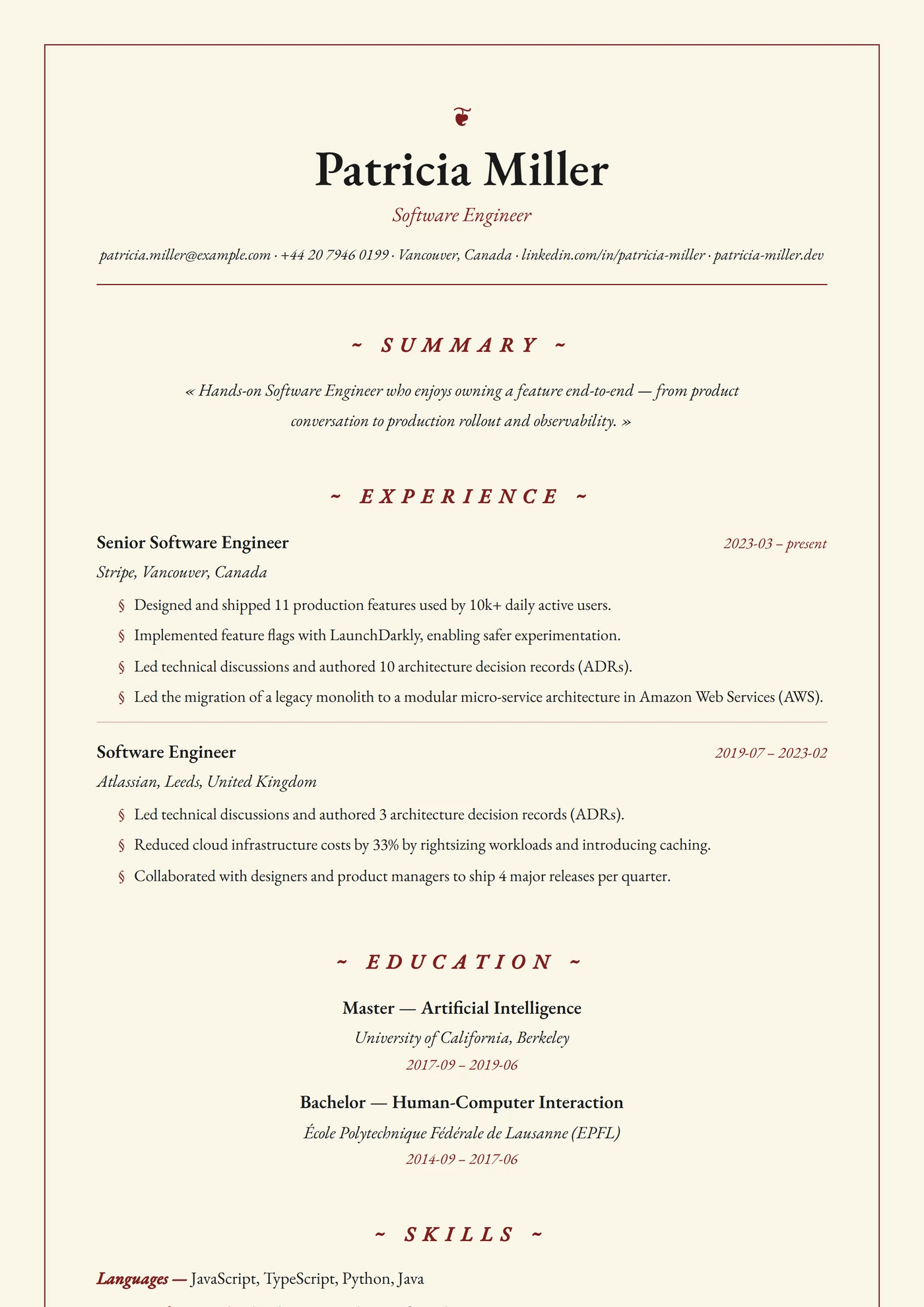 Classique Parchemin — Modèles de CV