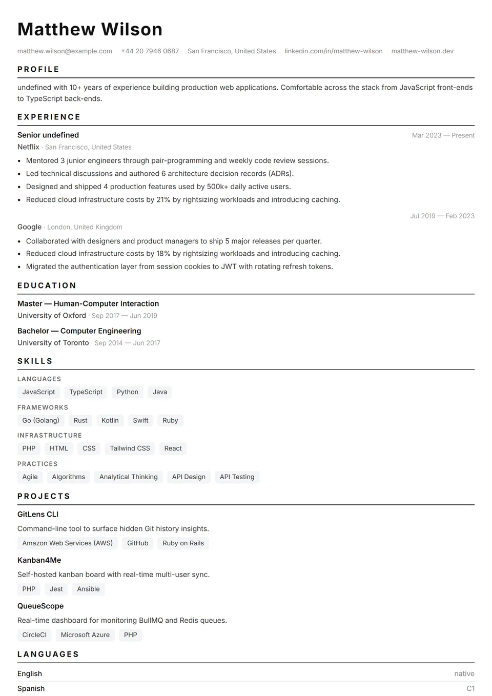 Clean Pro — Modelos de currículo