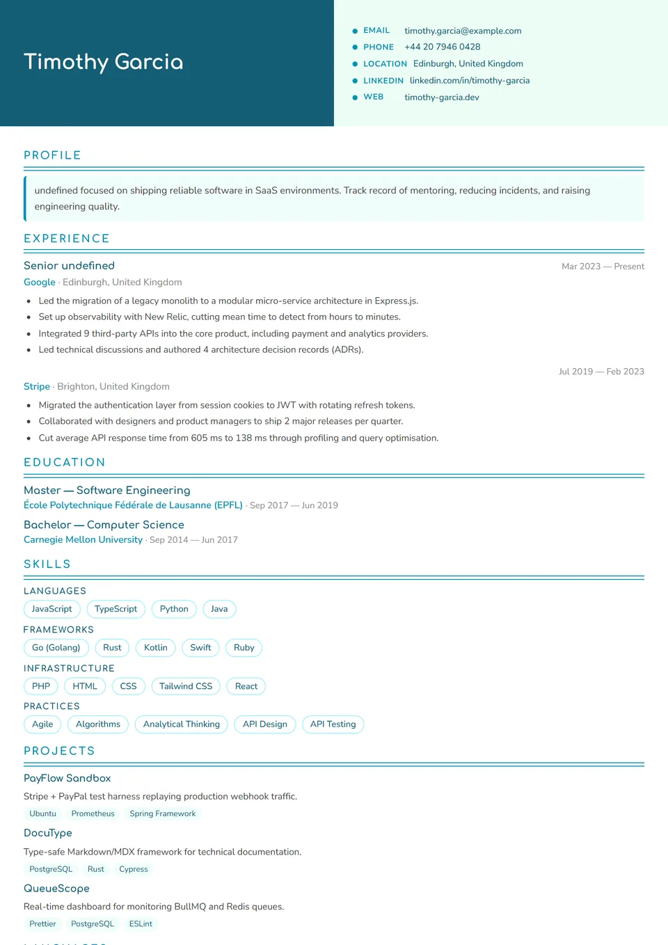 Coco Tropical — Modelos de currículo