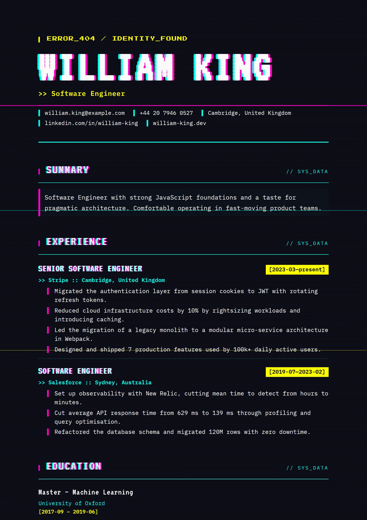 Art Glitch — Modèles de CV