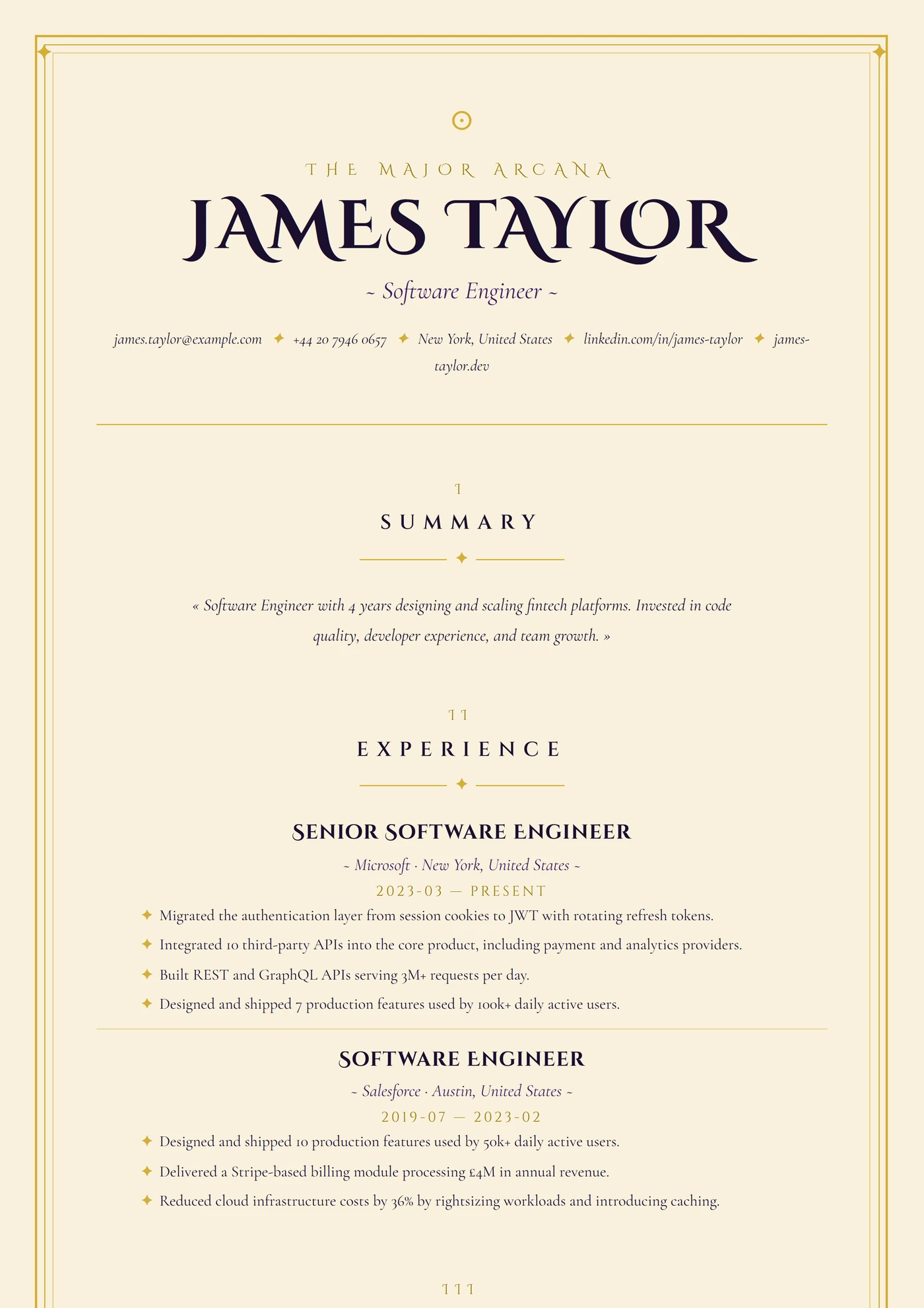 Carte de Tarot — Modèles de CV