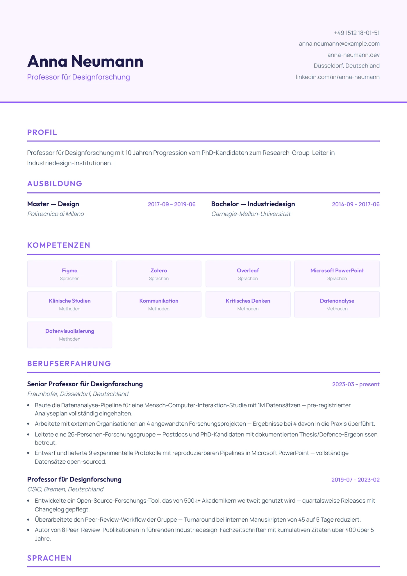 Grafikdesign & UX/UI — Lebenslauf-Vorlagen