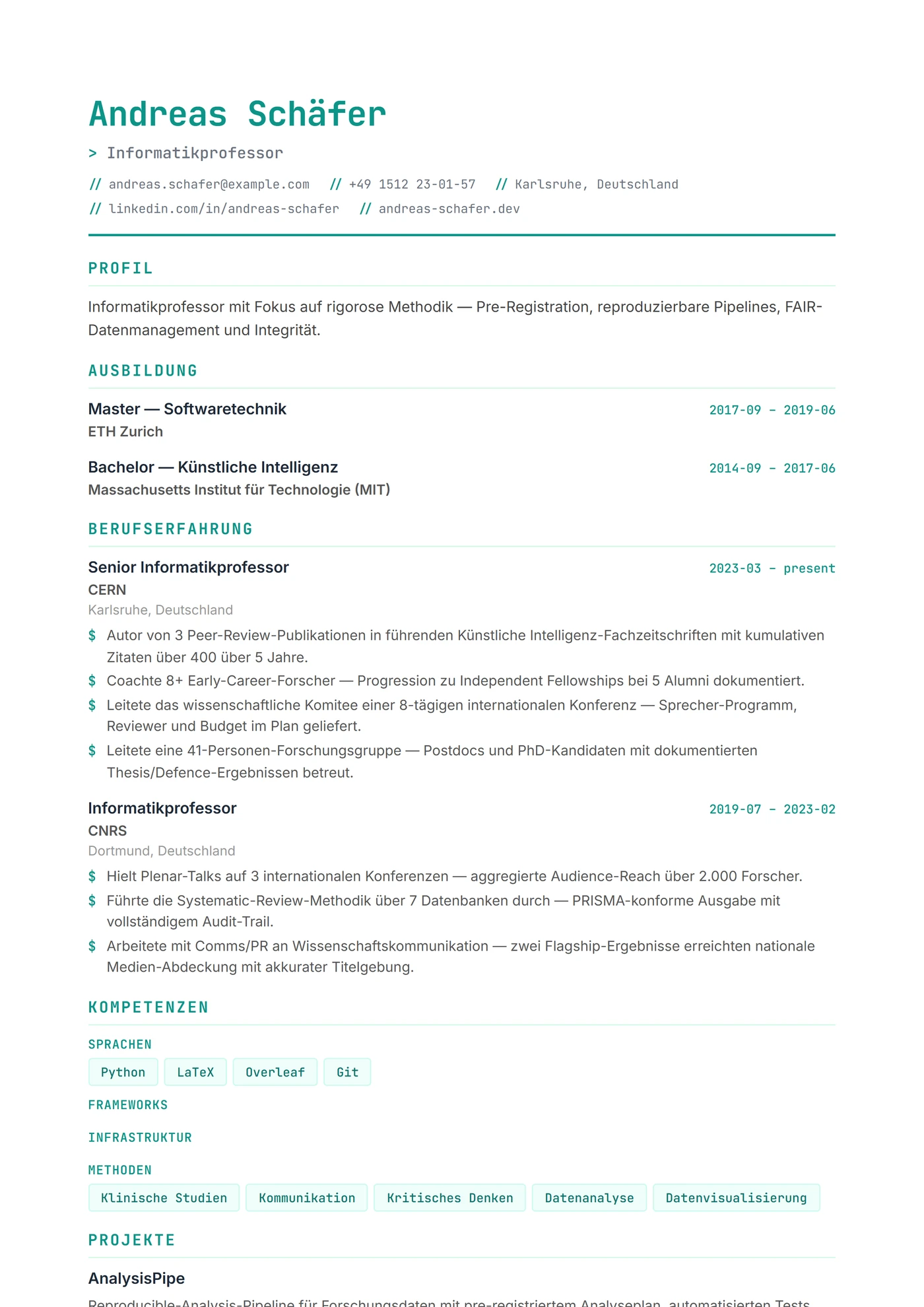 Informatik & IT — Lebenslauf-Vorlagen