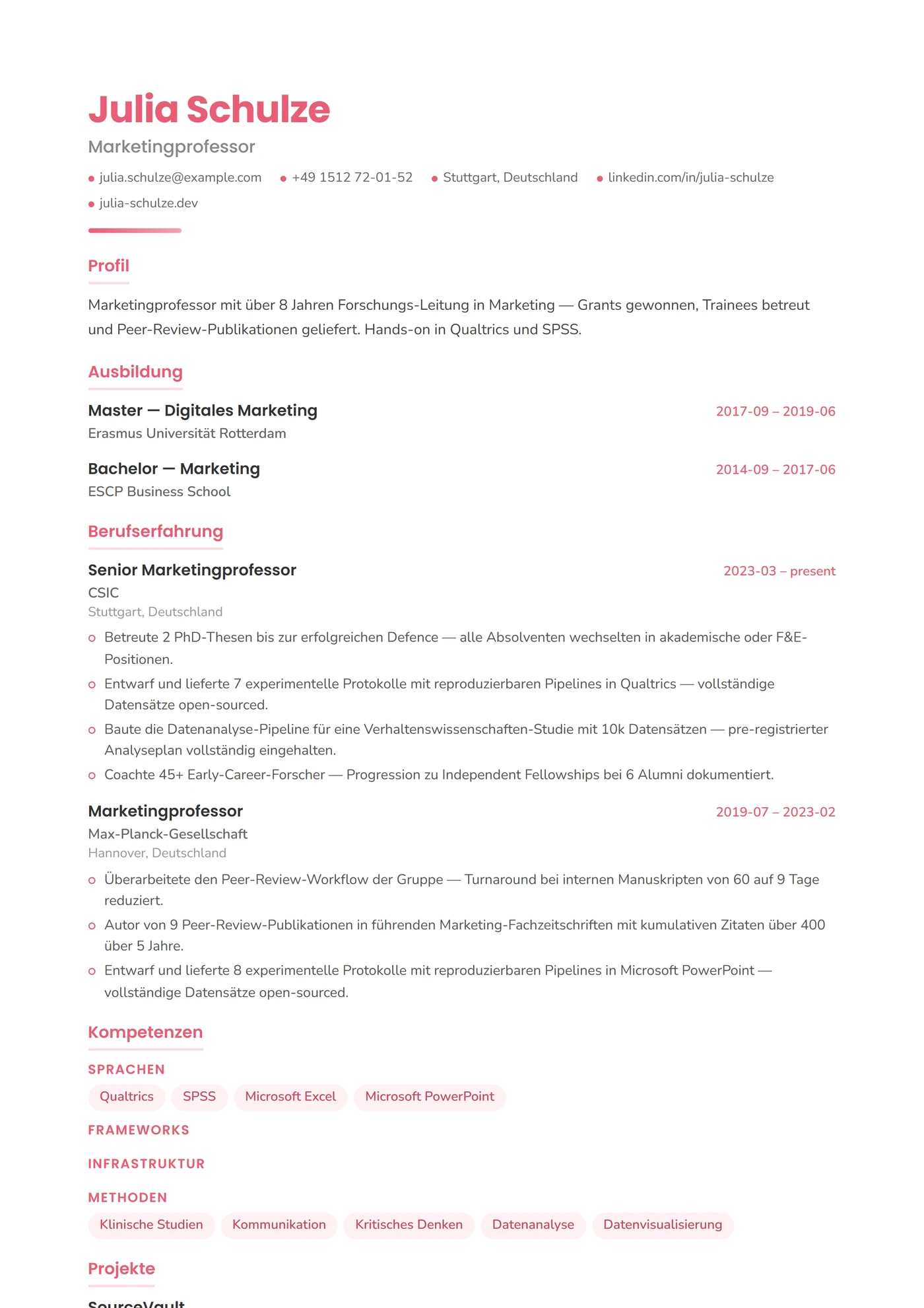 Marketing & Kommunikation — Lebenslauf-Vorlagen