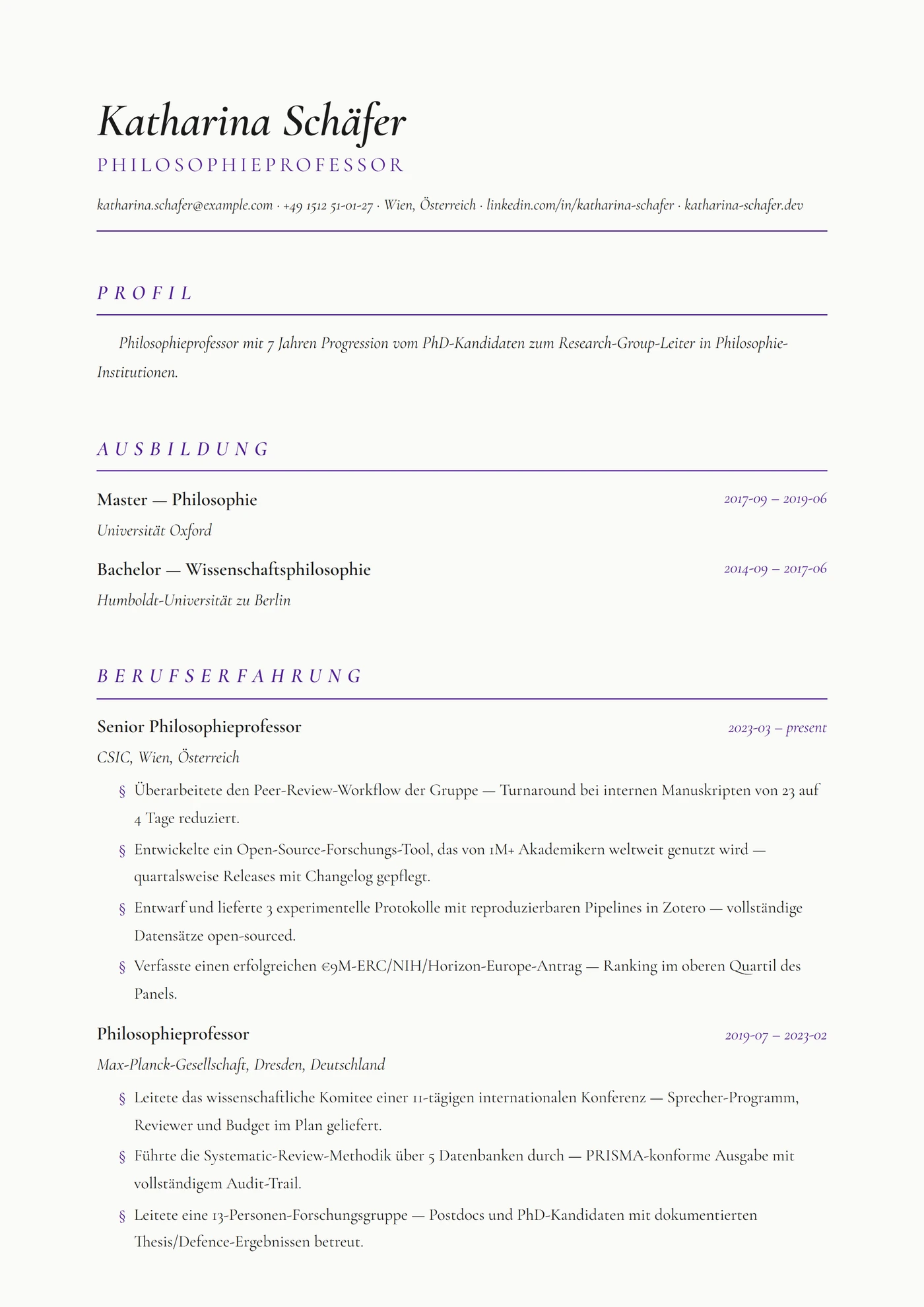 Philosophie — Lebenslauf-Vorlagen