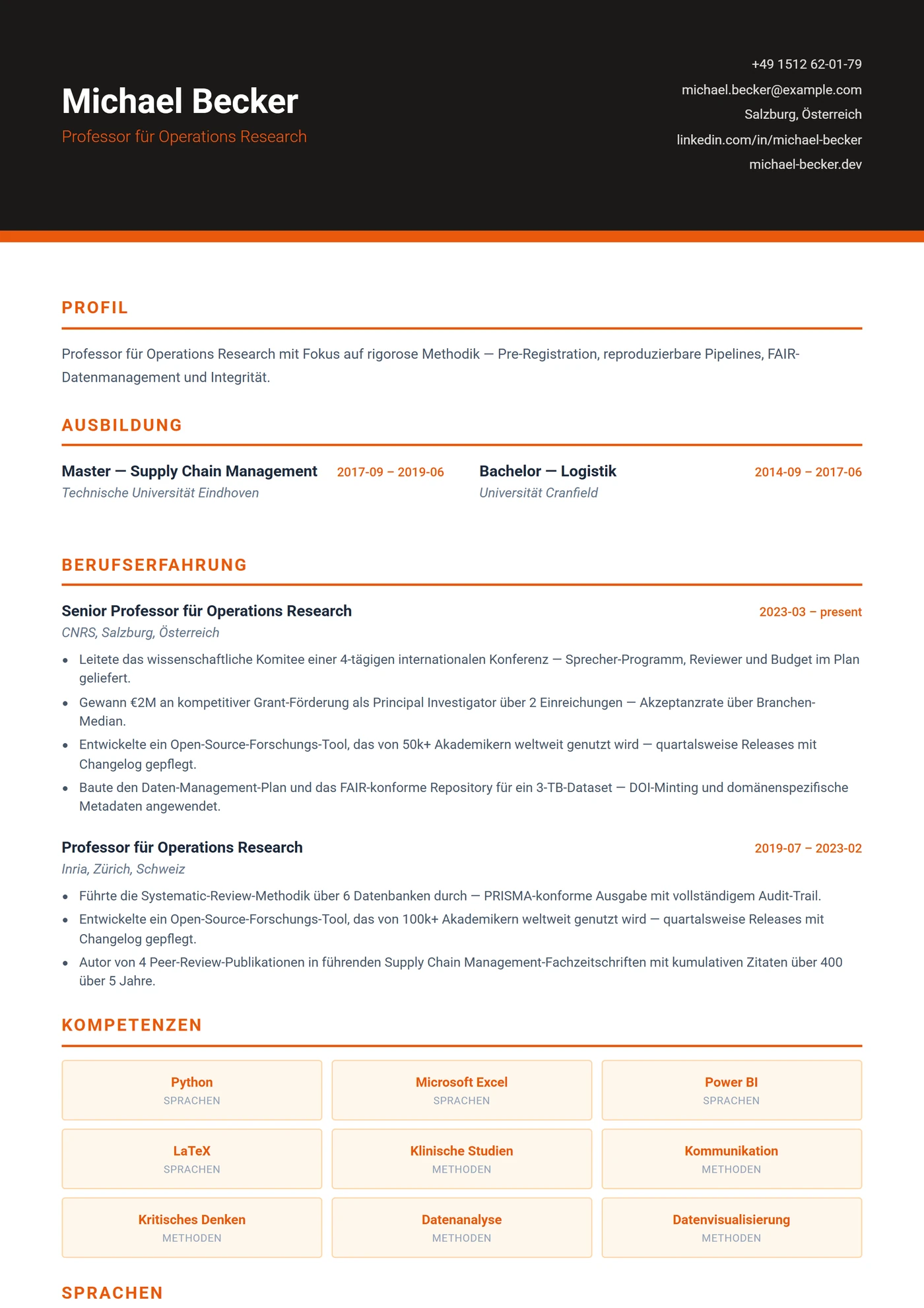 Supply Chain & Logistik — Lebenslauf-Vorlagen