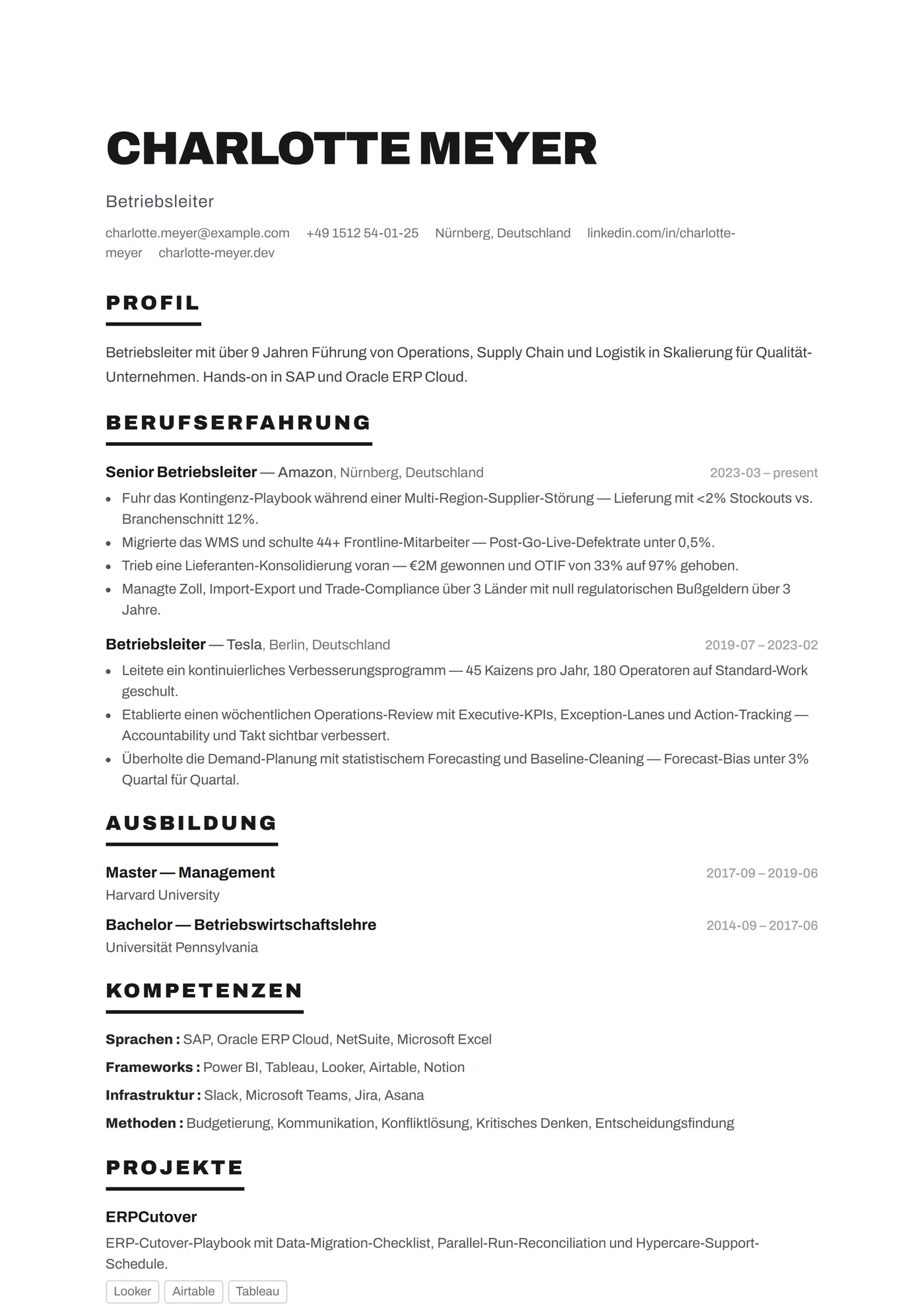 ATS Starke Titel — Lebenslauf-Vorlagen