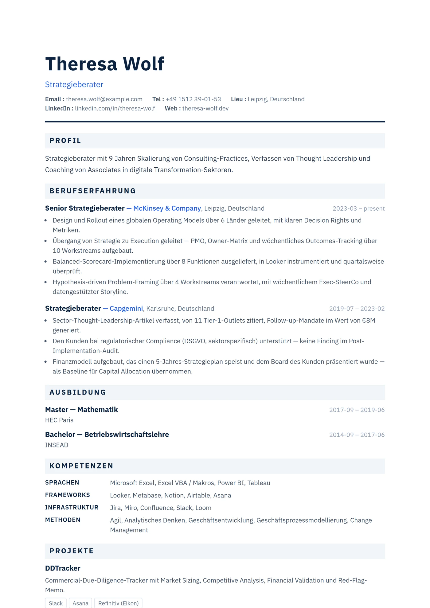 ATS Corporate-Raster — Lebenslauf-Vorlagen
