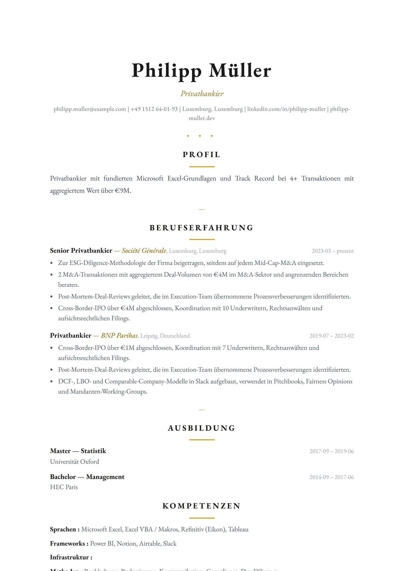ATS Elegante Linien — Lebenslauf-Vorlagen
