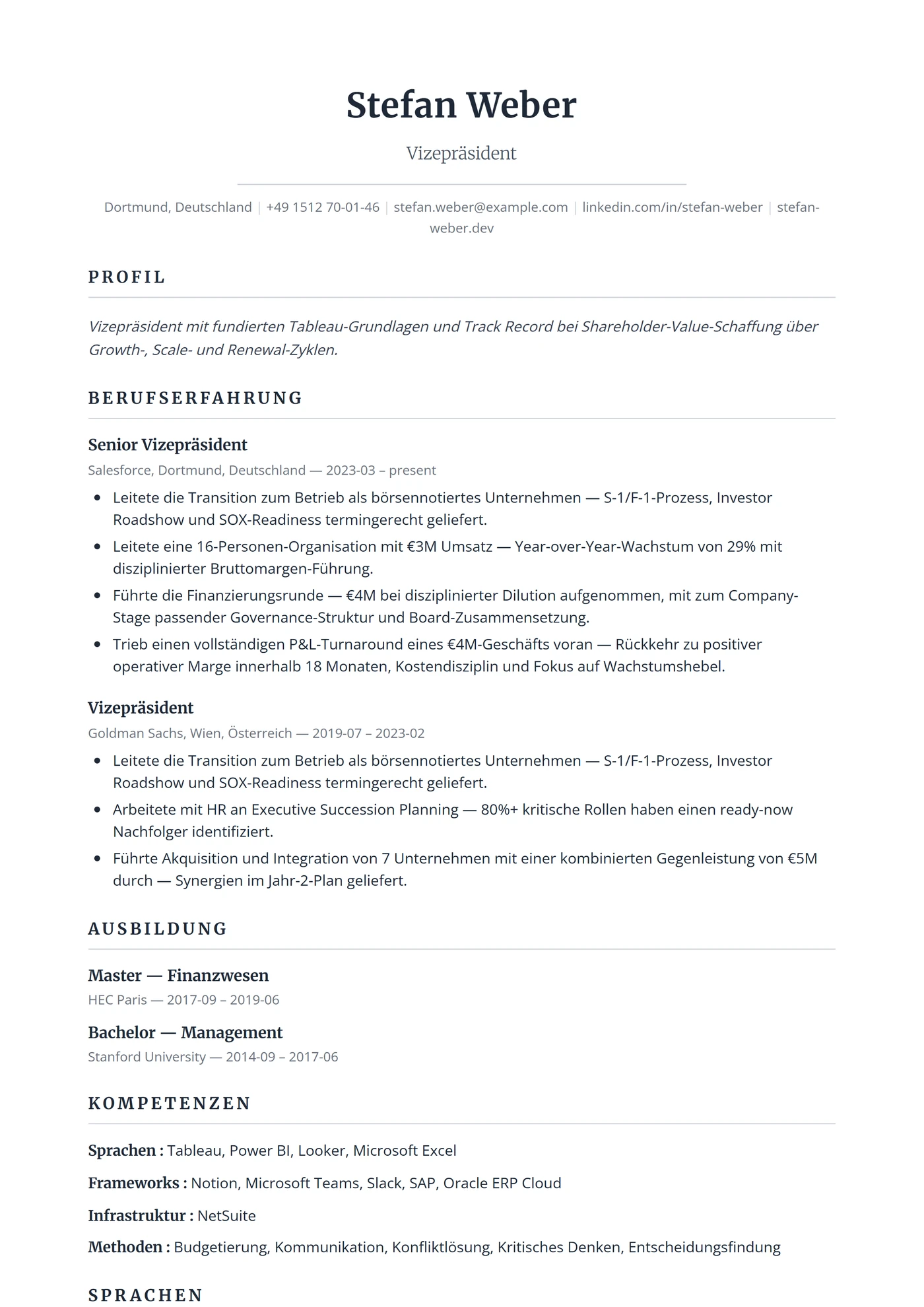 ATS Executive — Lebenslauf-Vorlagen