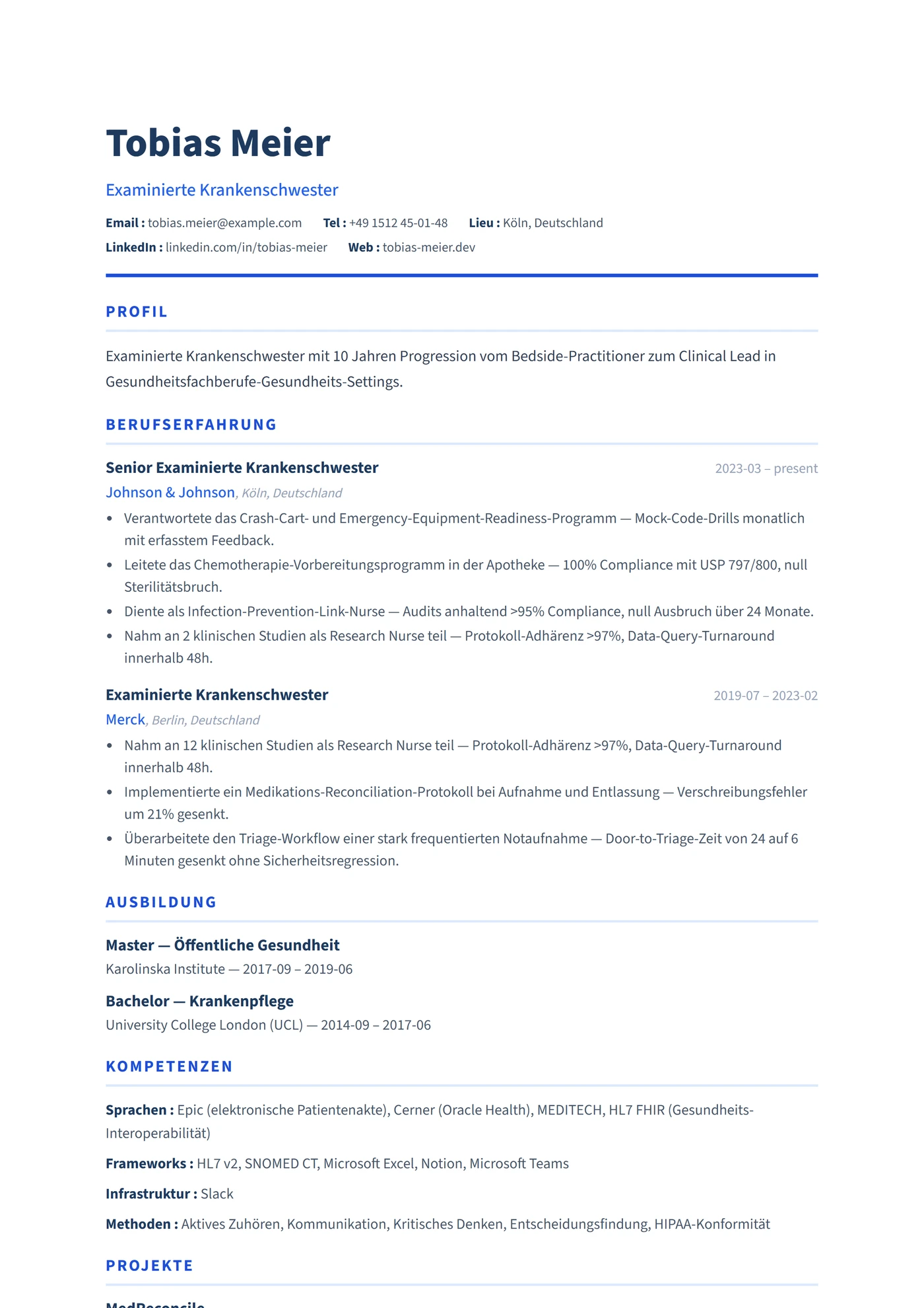 ATS Gesundheitswesen — Lebenslauf-Vorlagen