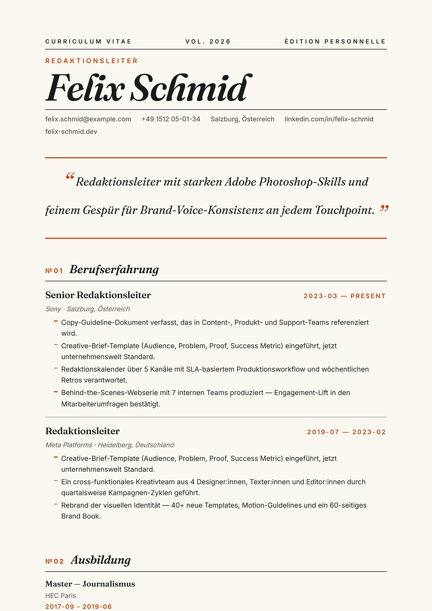 ATS Magazin — Lebenslauf-Vorlagen