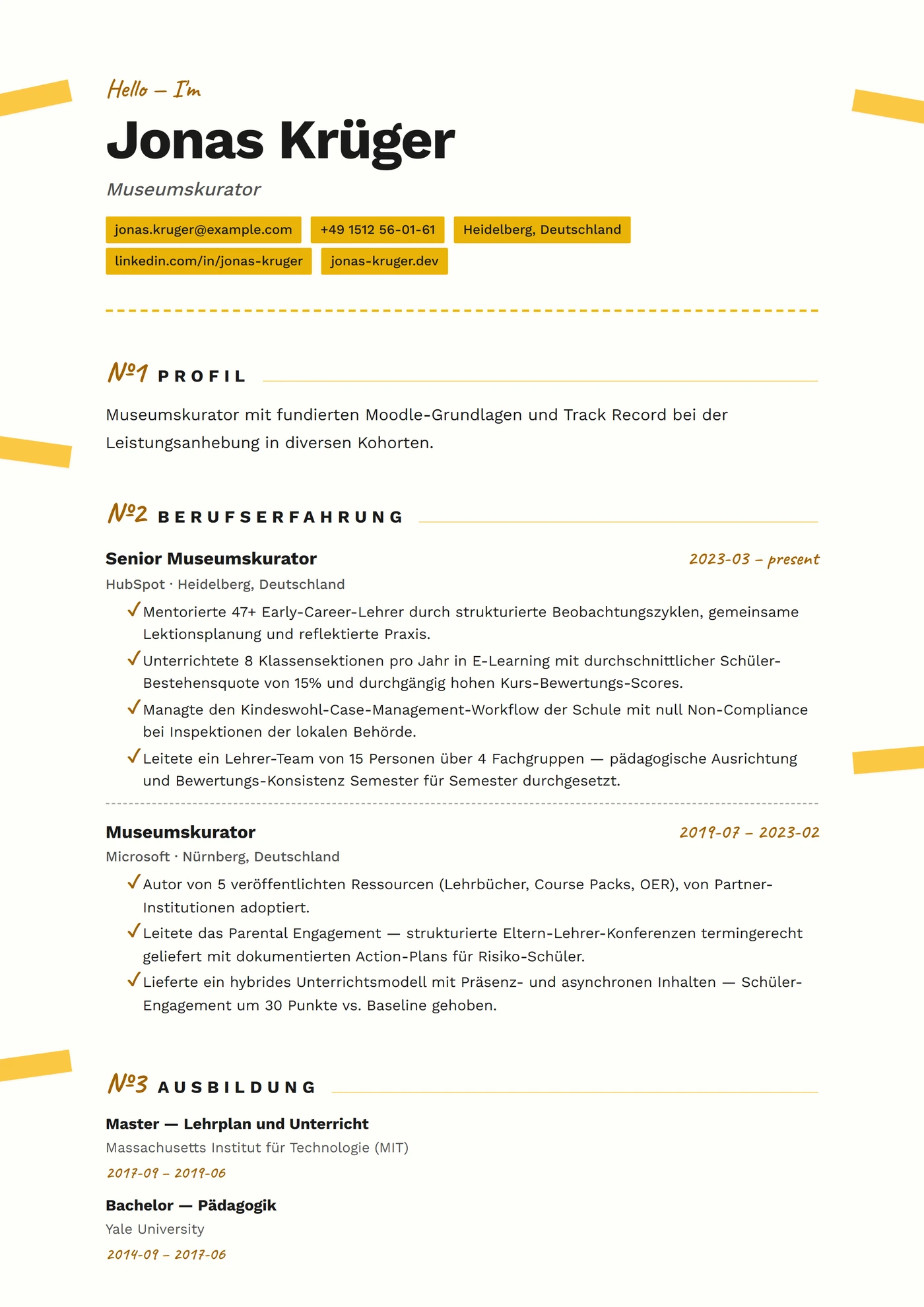 ATS Klebestreifen — Lebenslauf-Vorlagen
