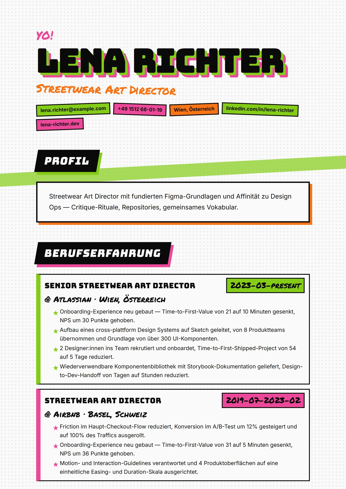 Skater-Zine — Lebenslauf-Vorlagen
