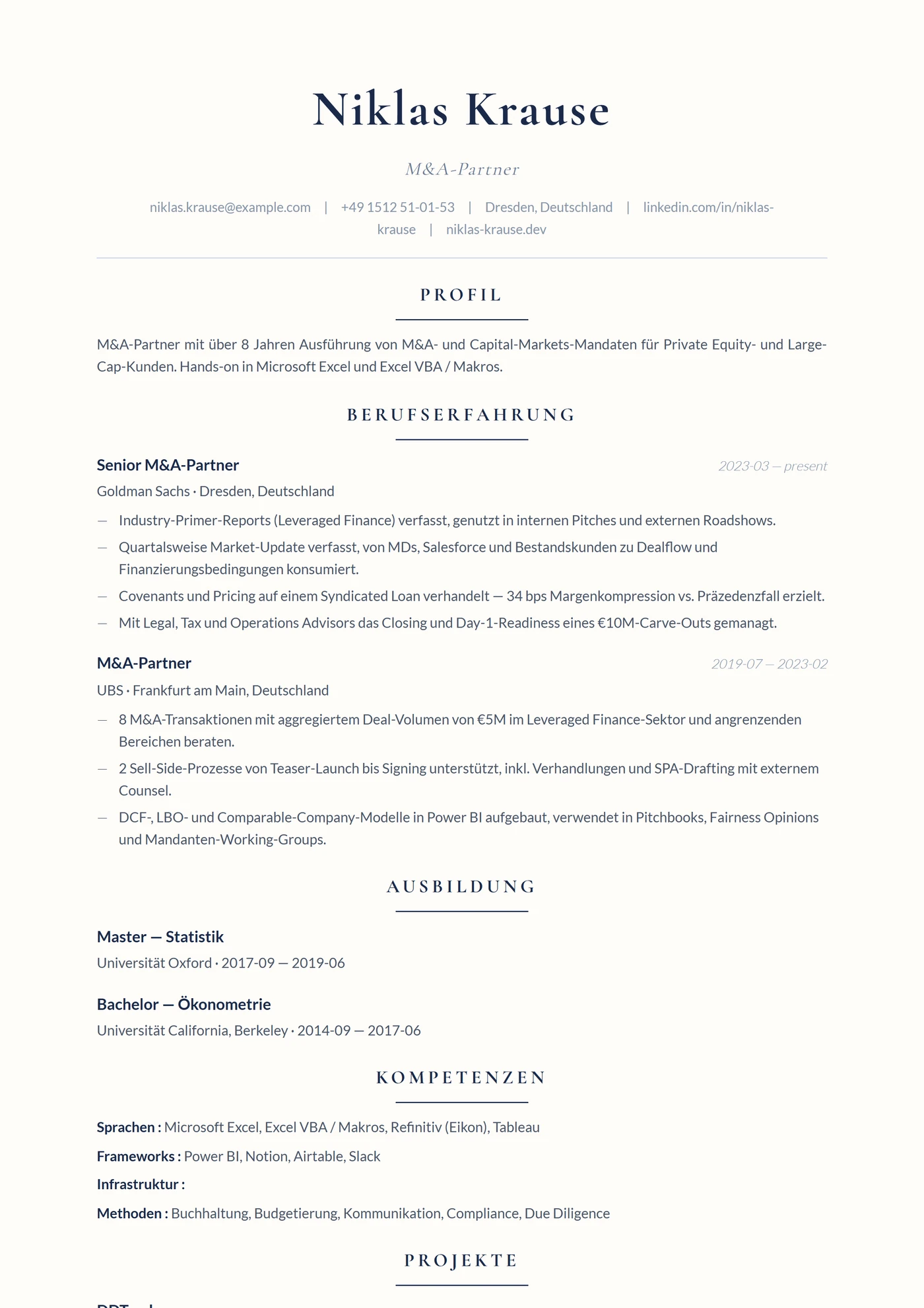 Eleganter Serif — Lebenslauf-Vorlagen