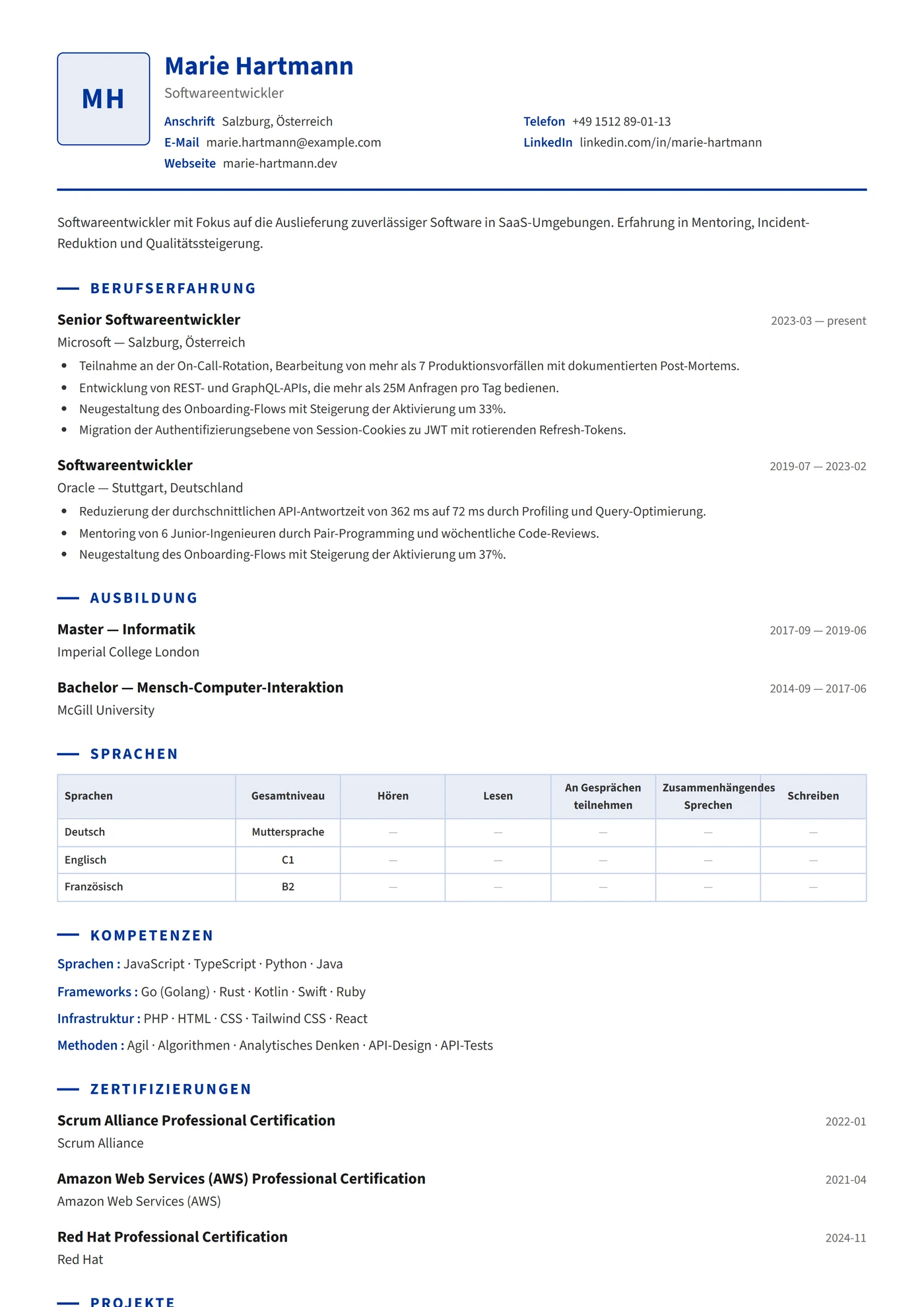 Europass Compact — Lebenslauf-Vorlagen