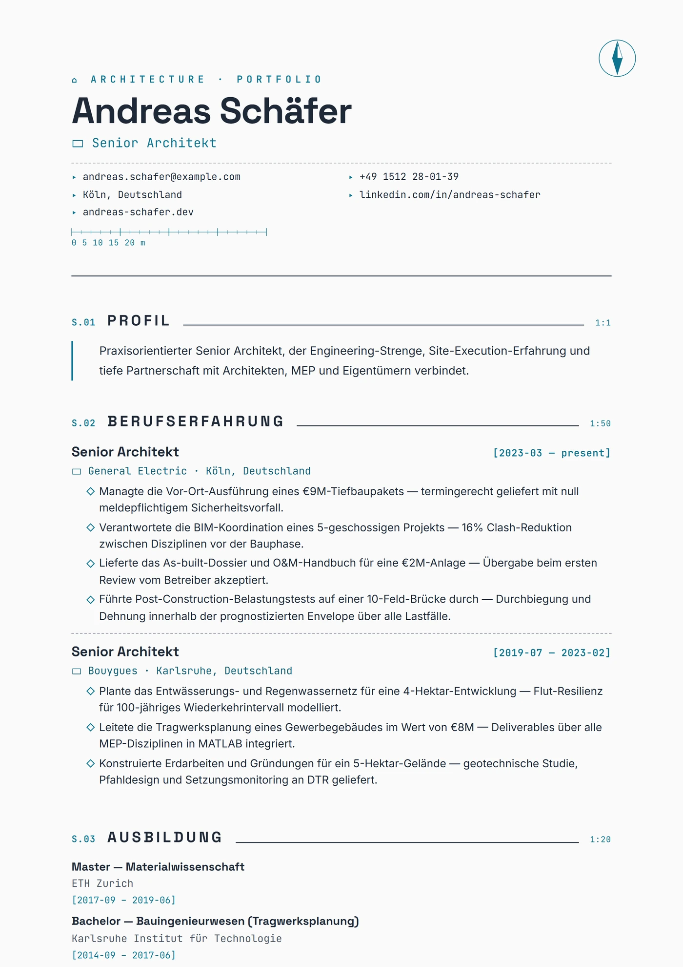 Branche — Architektur — Lebenslauf-Vorlagen