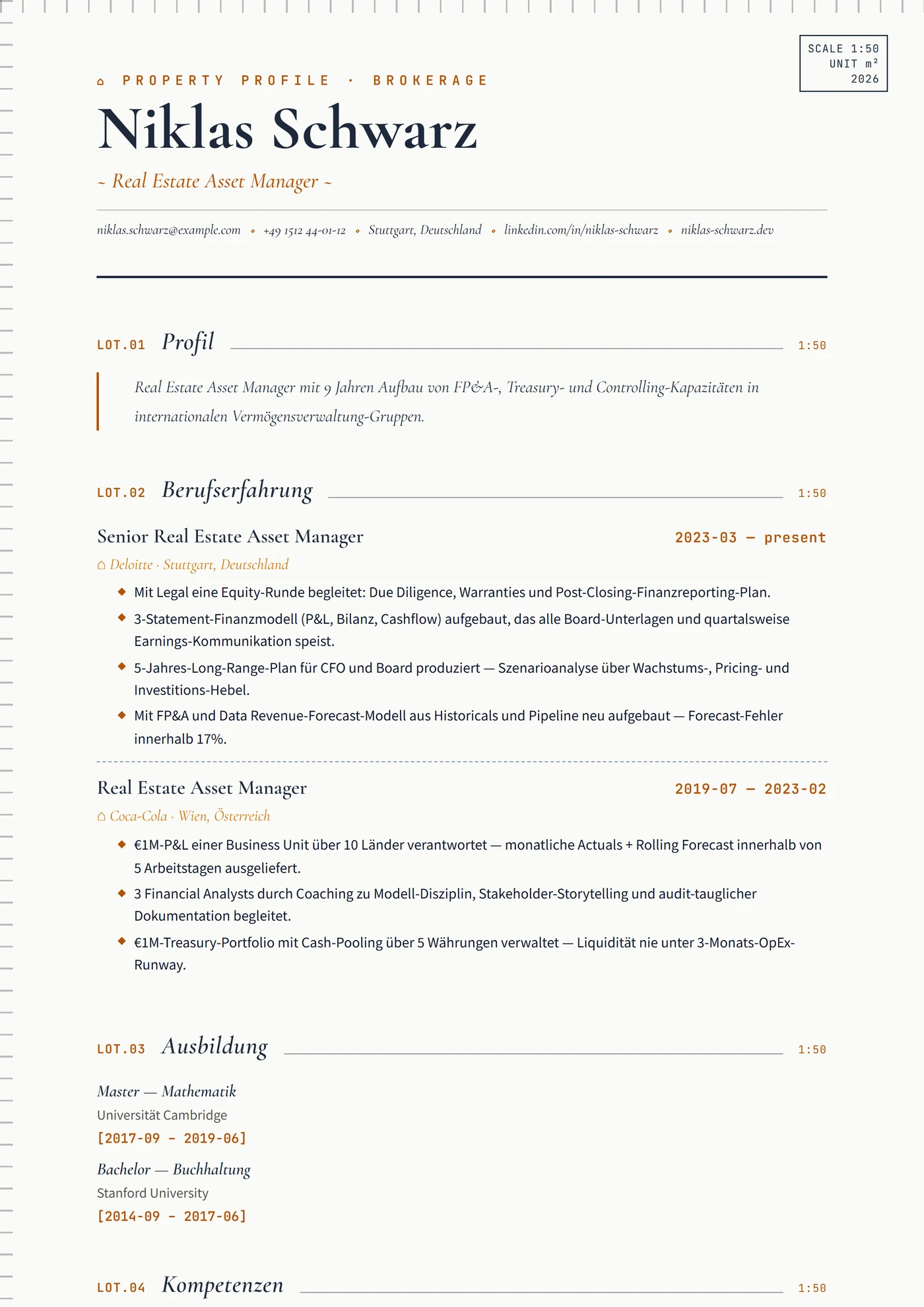 Branche — Immobilien — Lebenslauf-Vorlagen