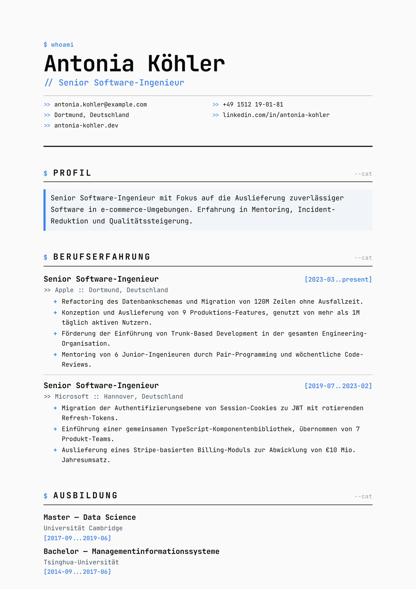 Modern Mono Grid — Lebenslauf-Vorlagen