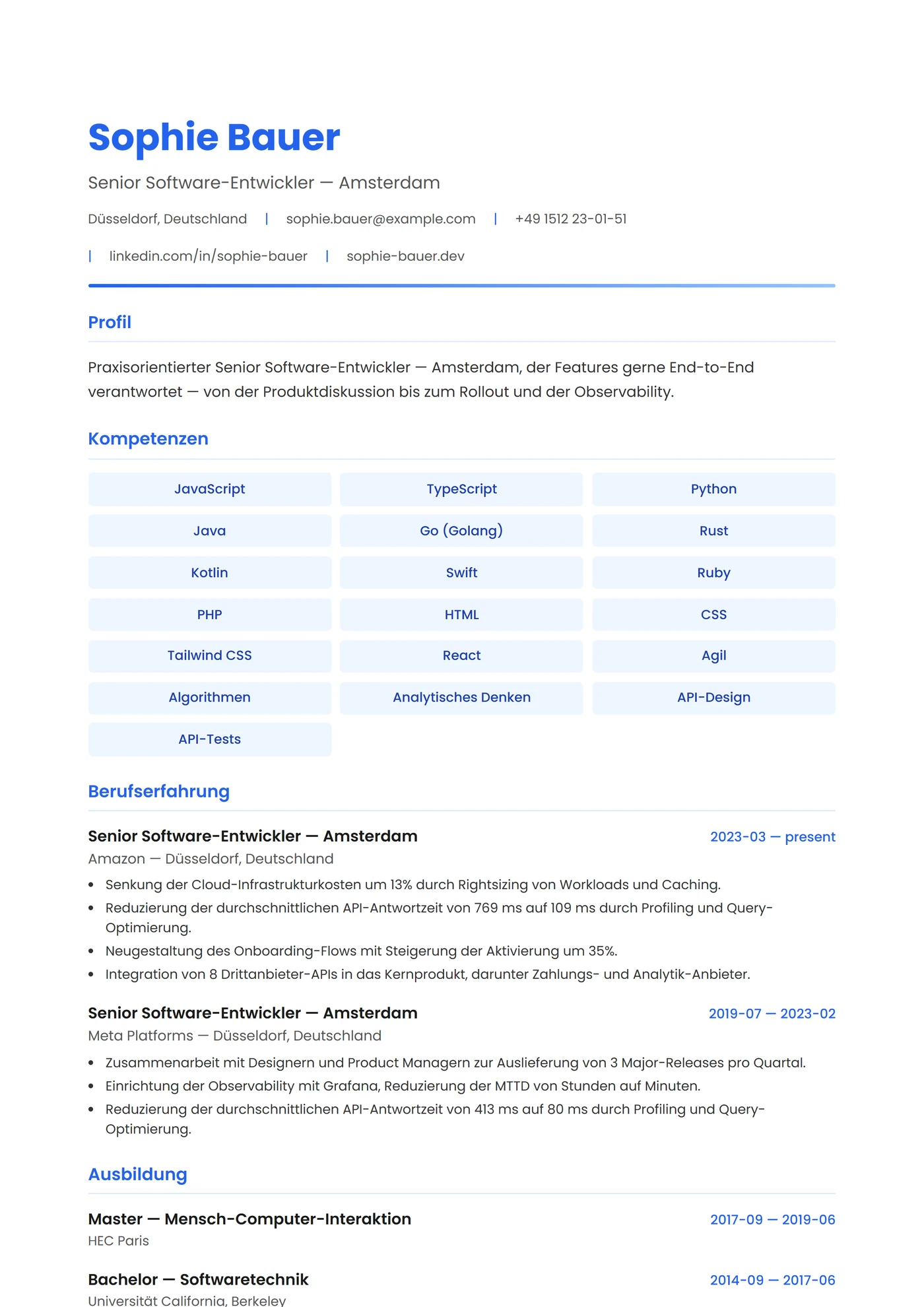 Niederlande Modern — Lebenslauf-Vorlagen