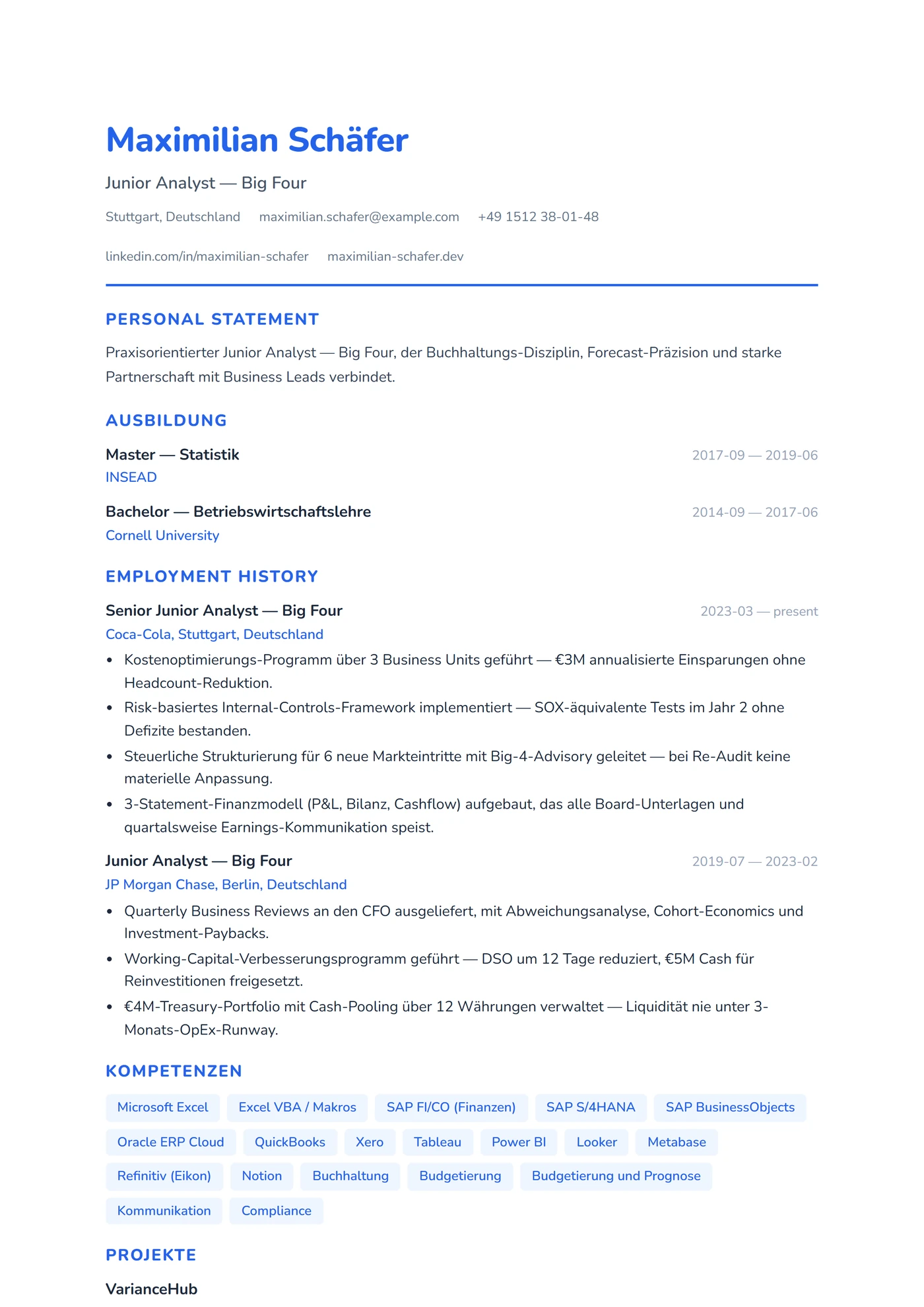 UK Hochschulabsolvent — Lebenslauf-Vorlagen