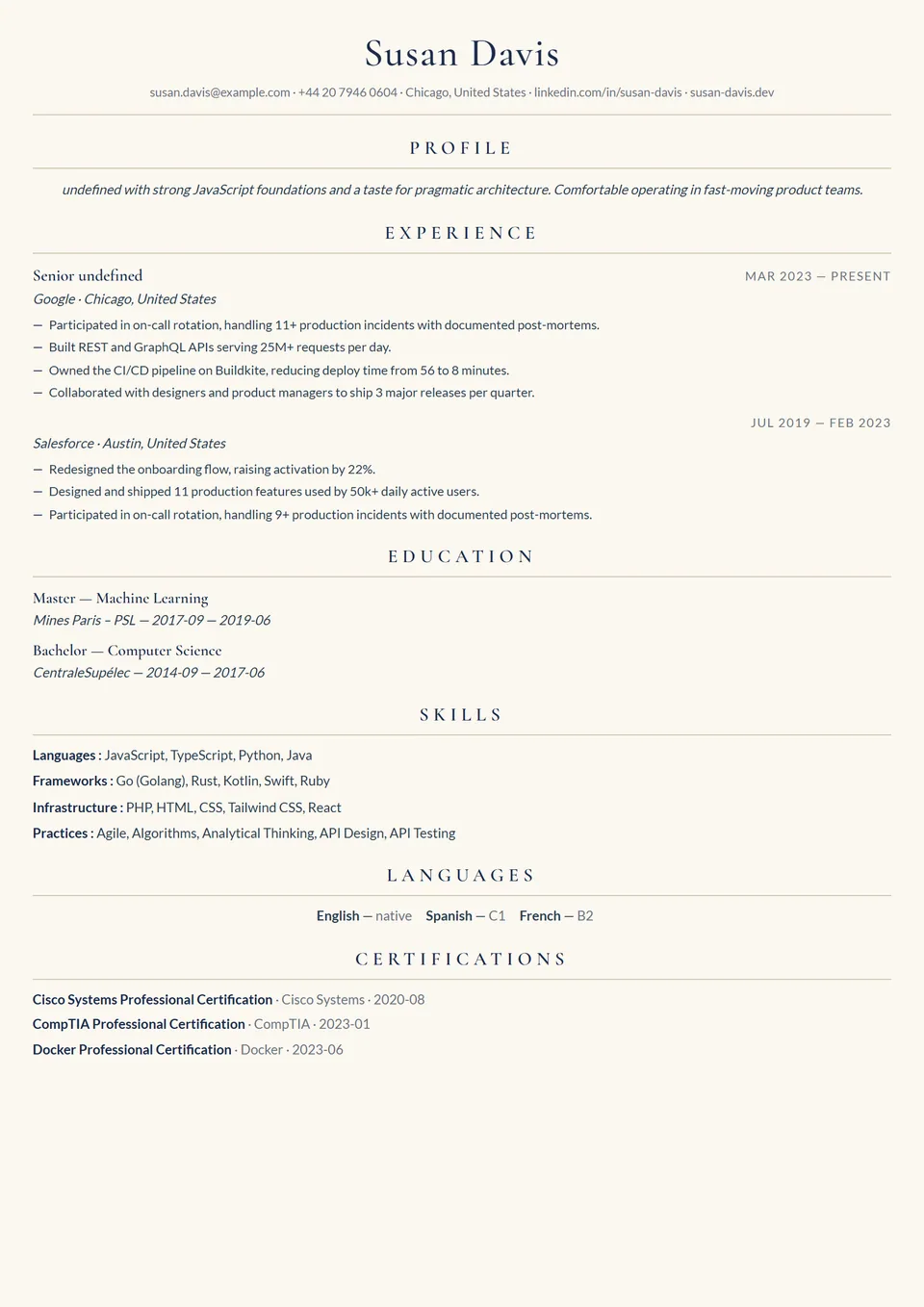 Elegant Serif — CV templates
