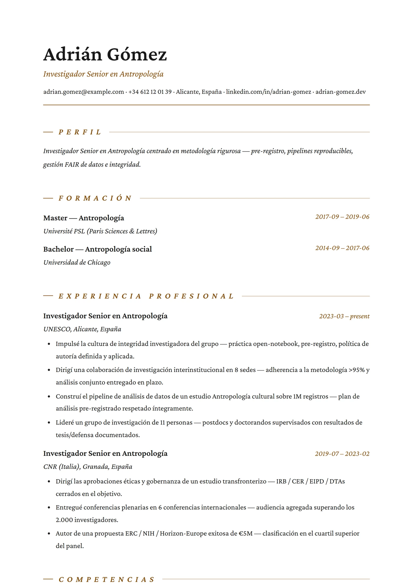 Antropología — Plantillas de CV