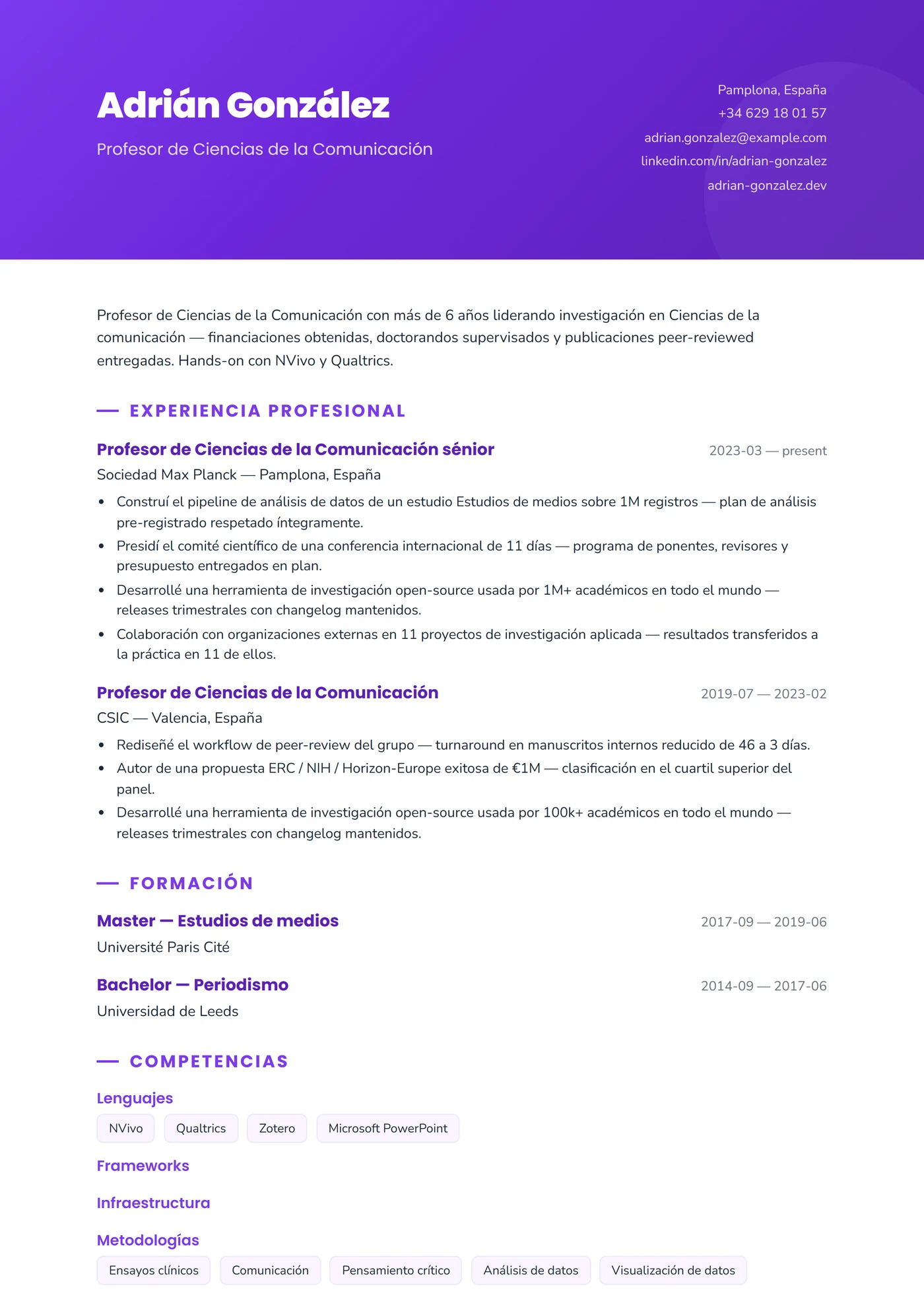 Comunicación y RR.PP. — Plantillas de CV