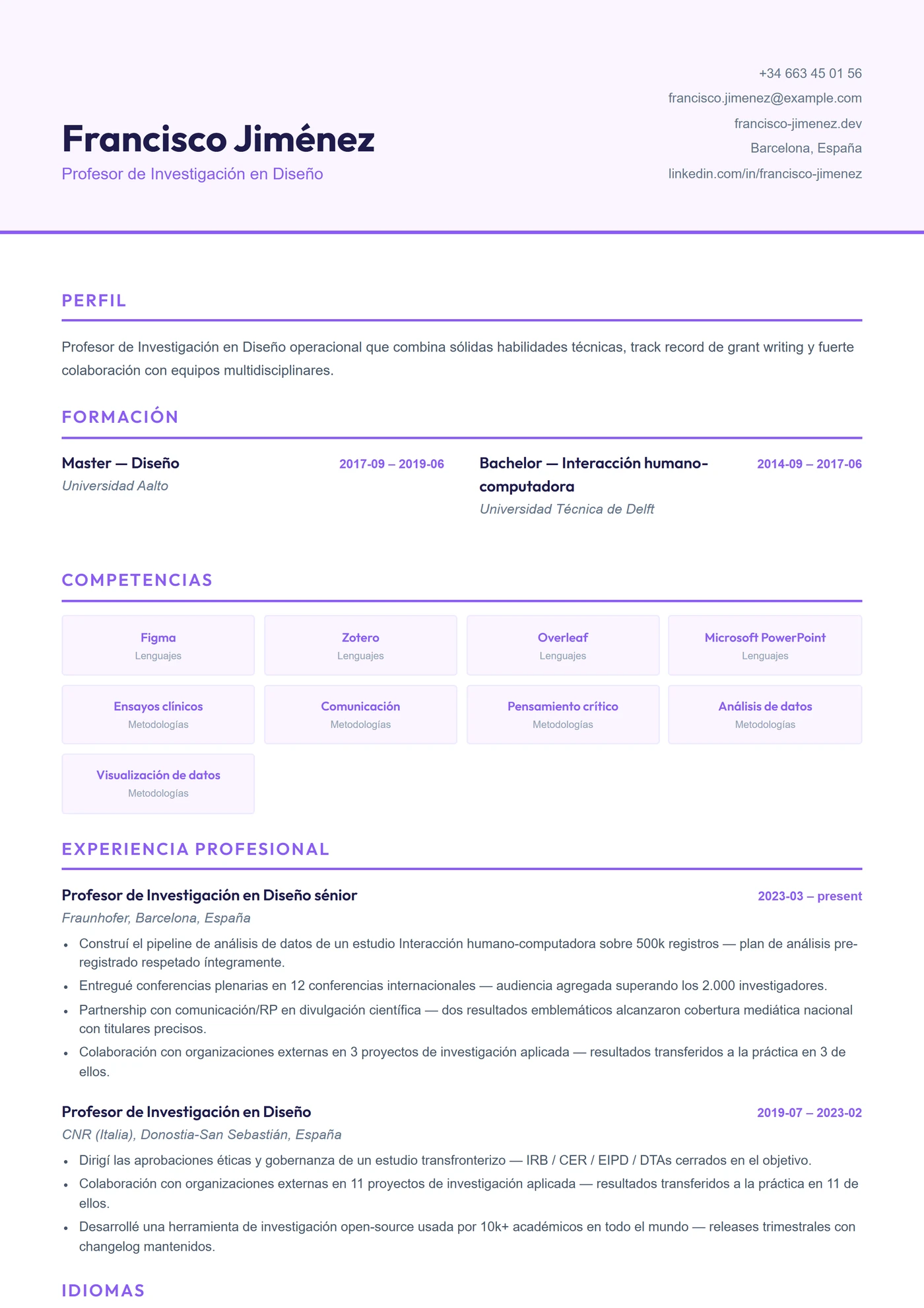 Diseño Gráfico y UX/UI — Plantillas de CV