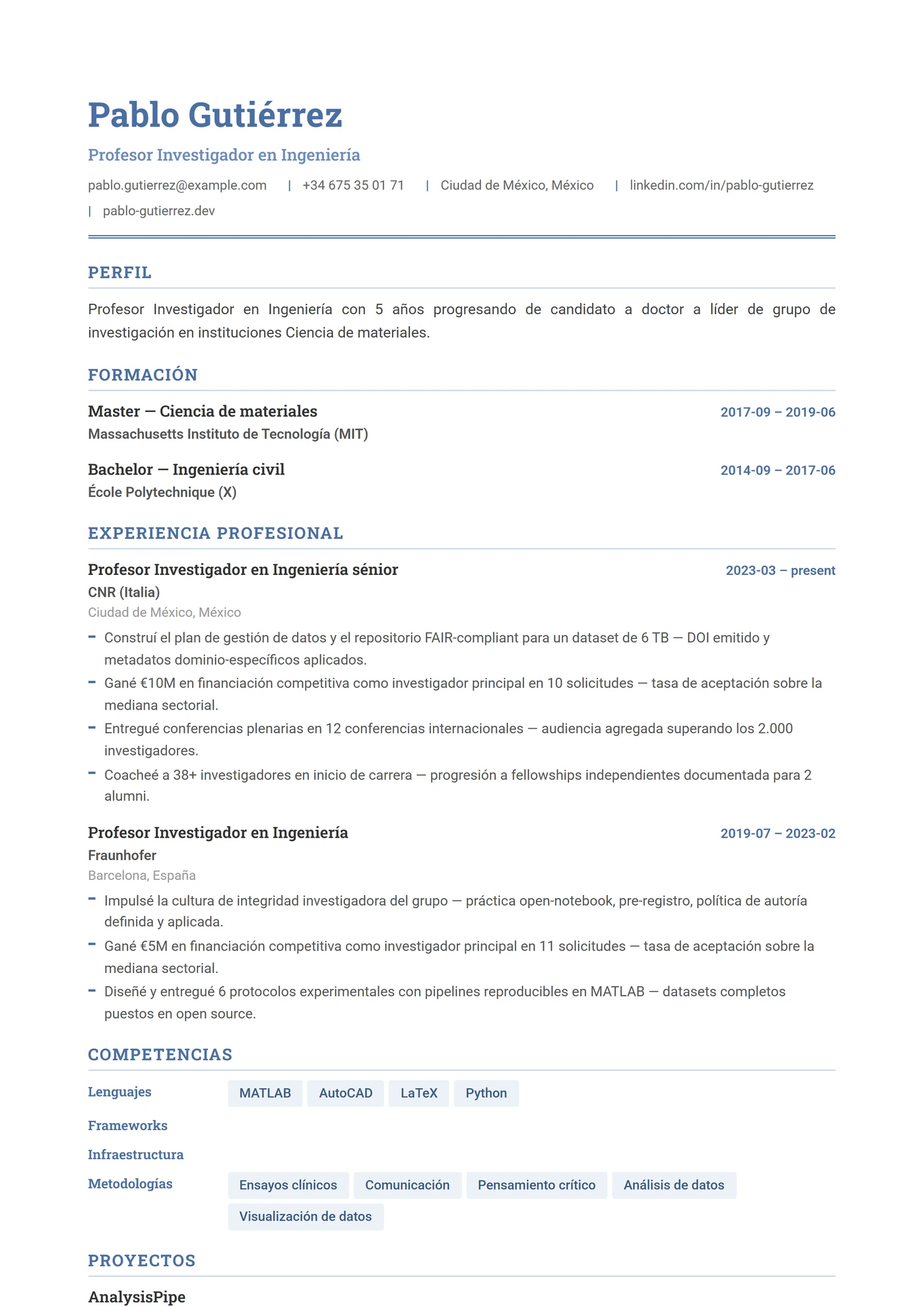 Ingeniería — Plantillas de CV