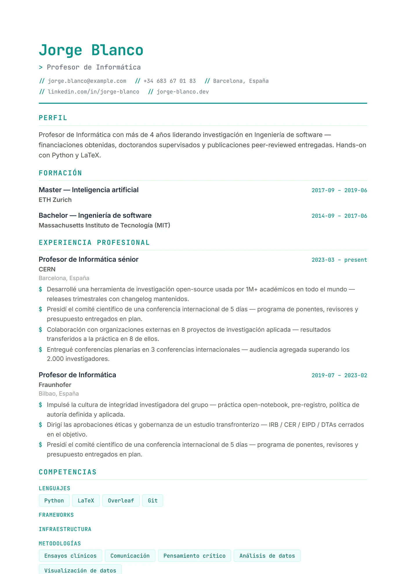 Informática y TI — Plantillas de CV