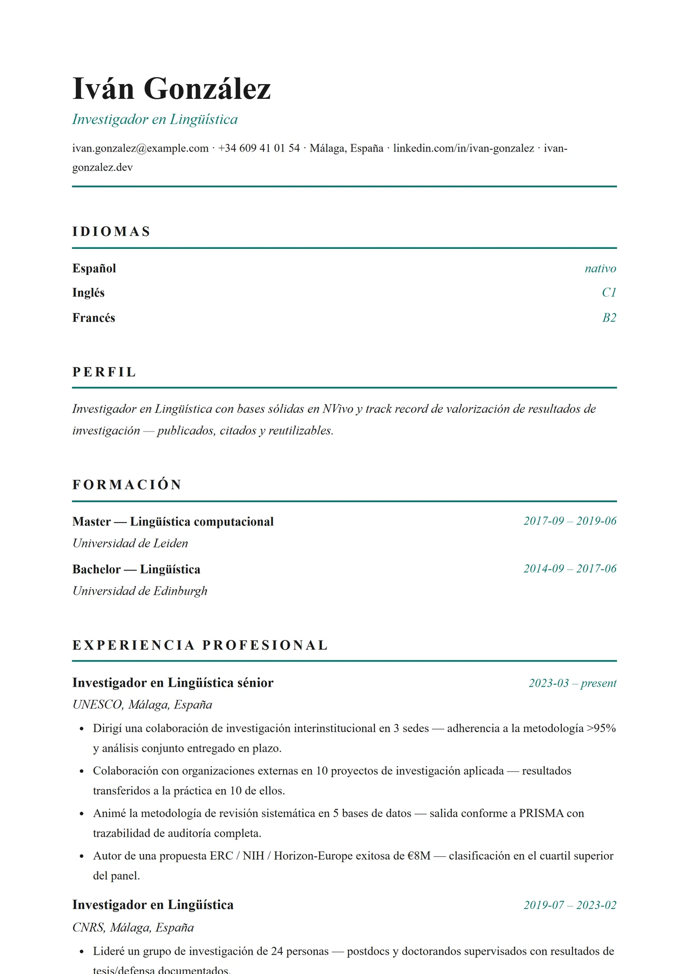 Lenguas — Plantillas de CV