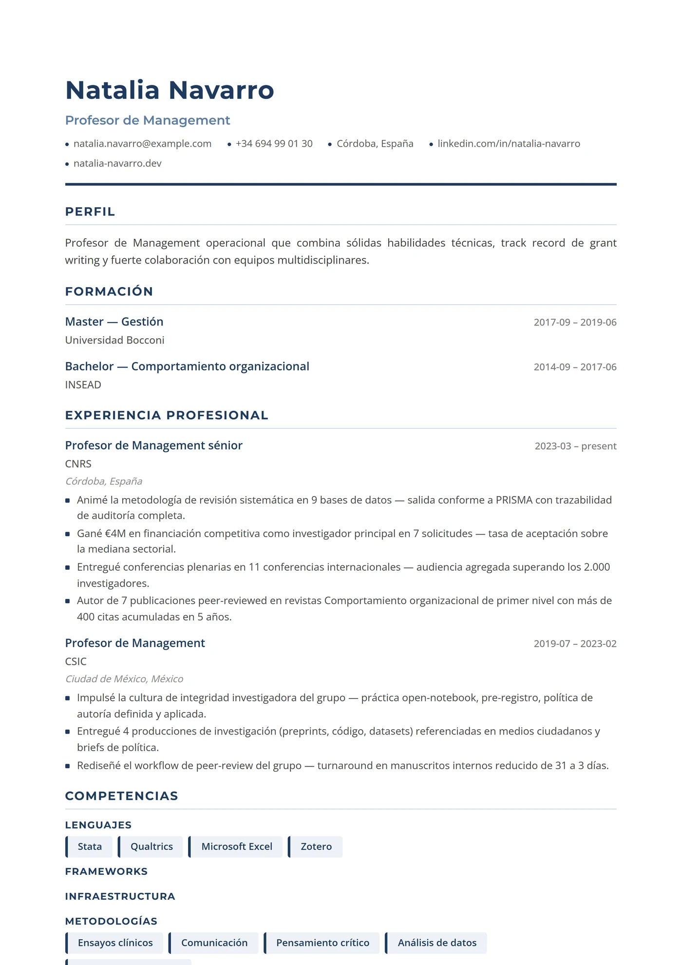 Management y Negocios — Plantillas de CV