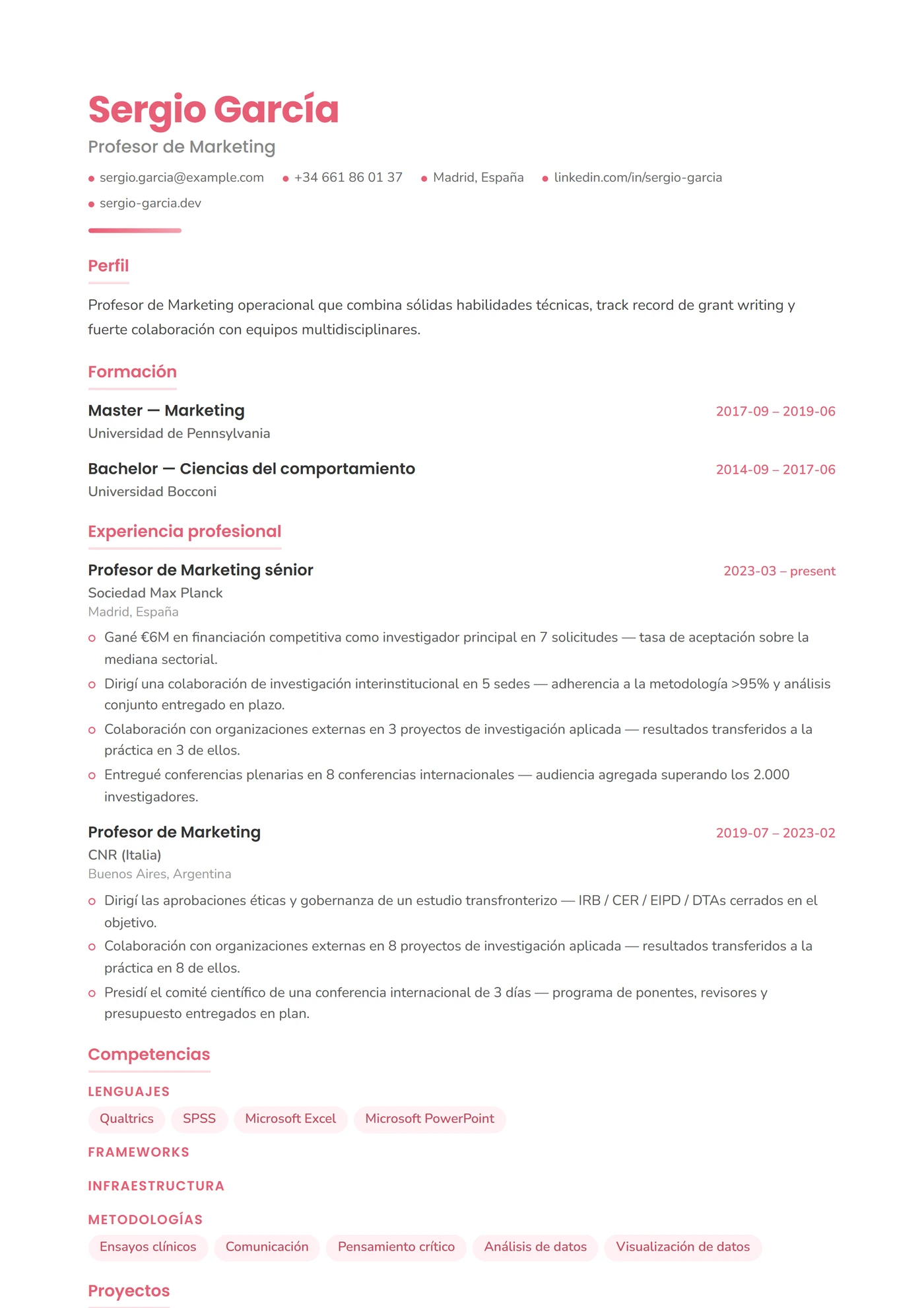 Marketing y Comunicación — Plantillas de CV