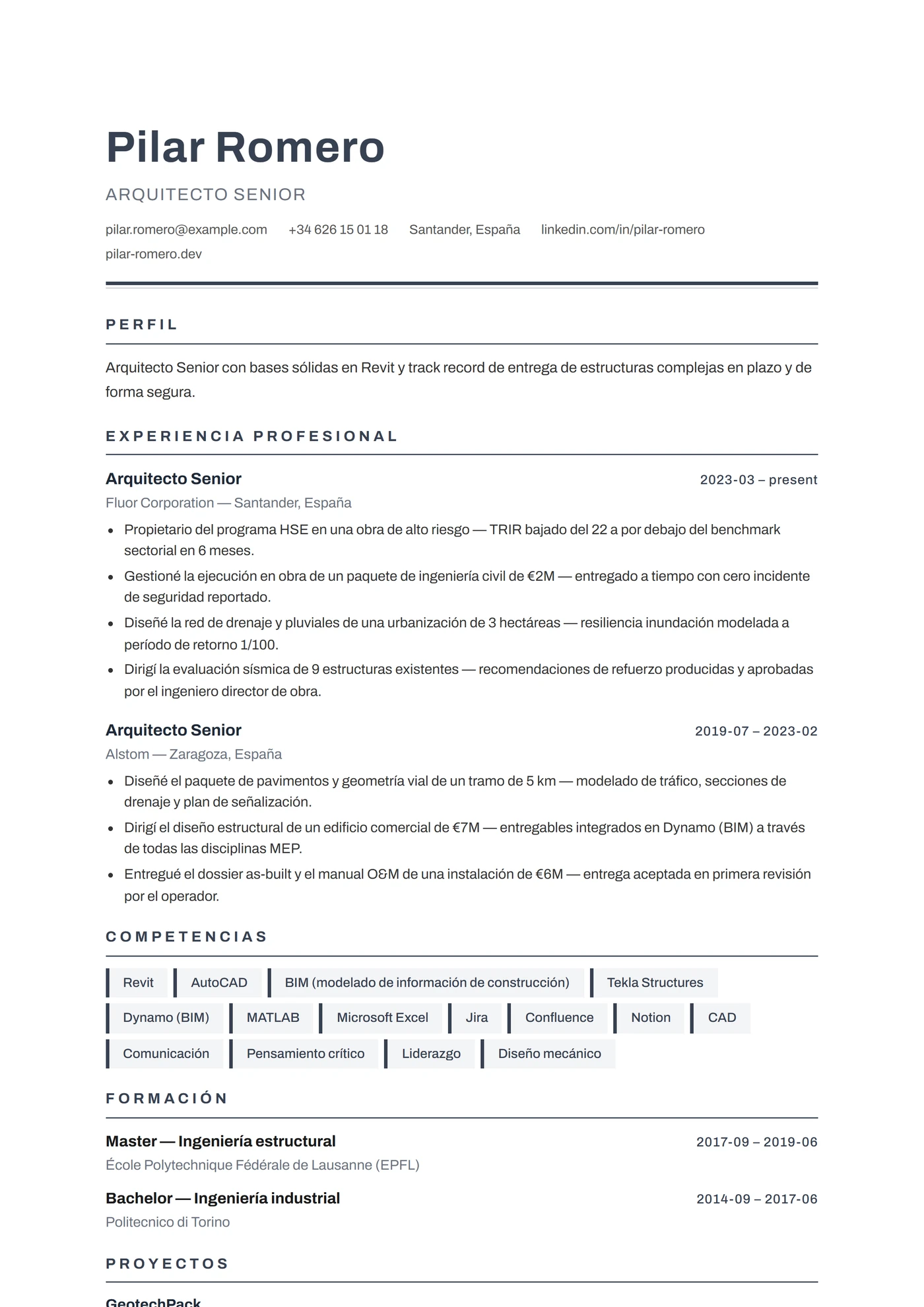 ATS Arquitecto — Plantillas de CV