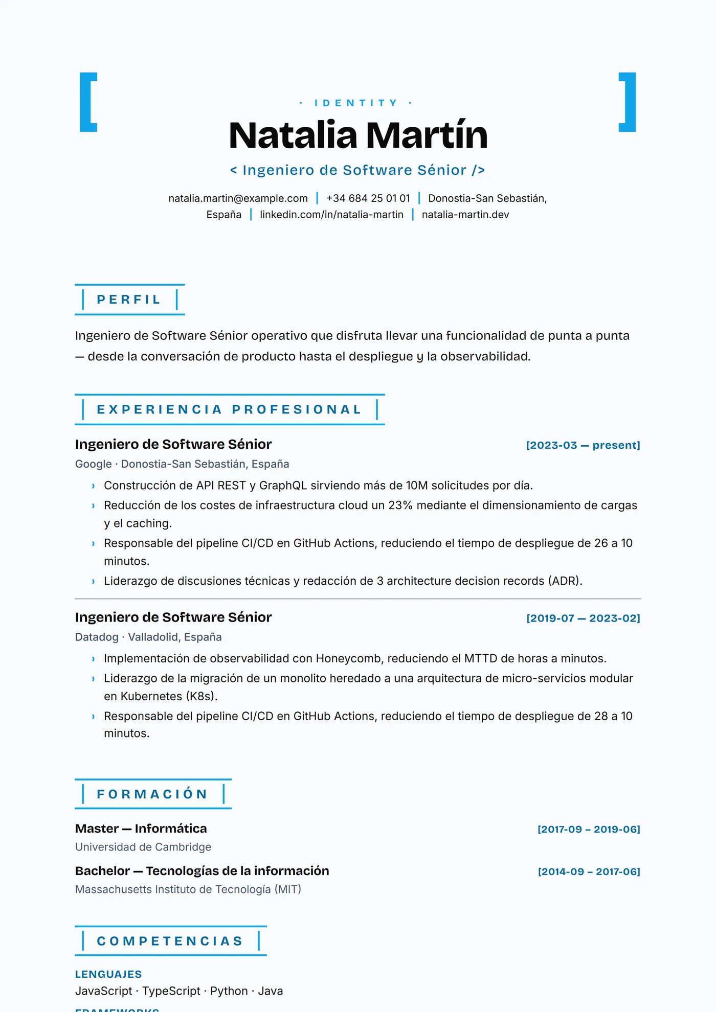 ATS Corchetes — Plantillas de CV