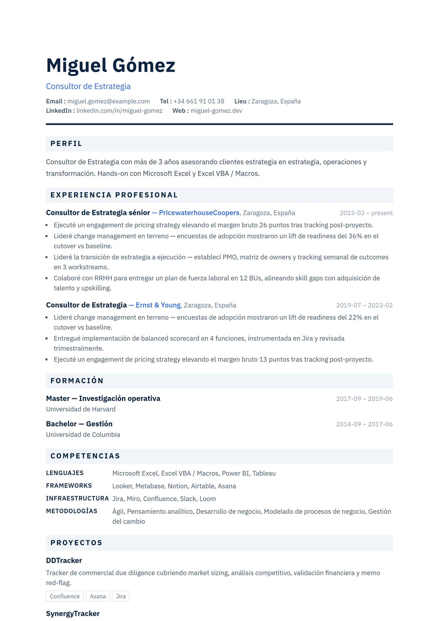 ATS Cuadrícula Corporate — Plantillas de CV