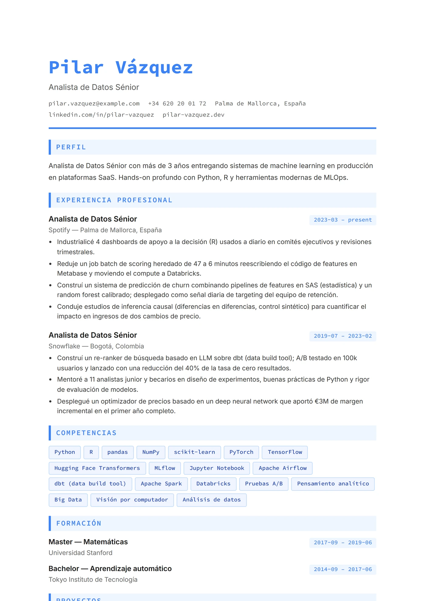 ATS Data Analyst — Plantillas de CV