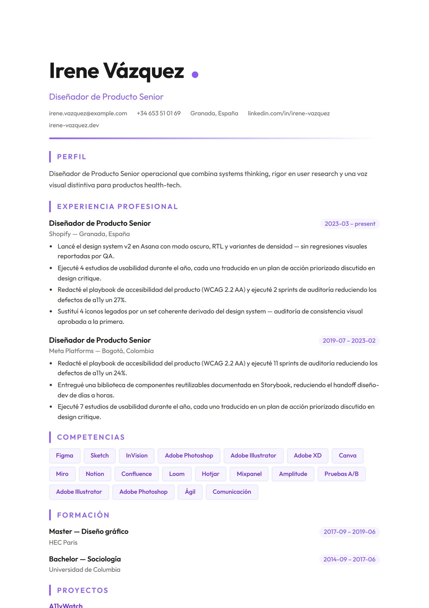 ATS Diseñador — Plantillas de CV